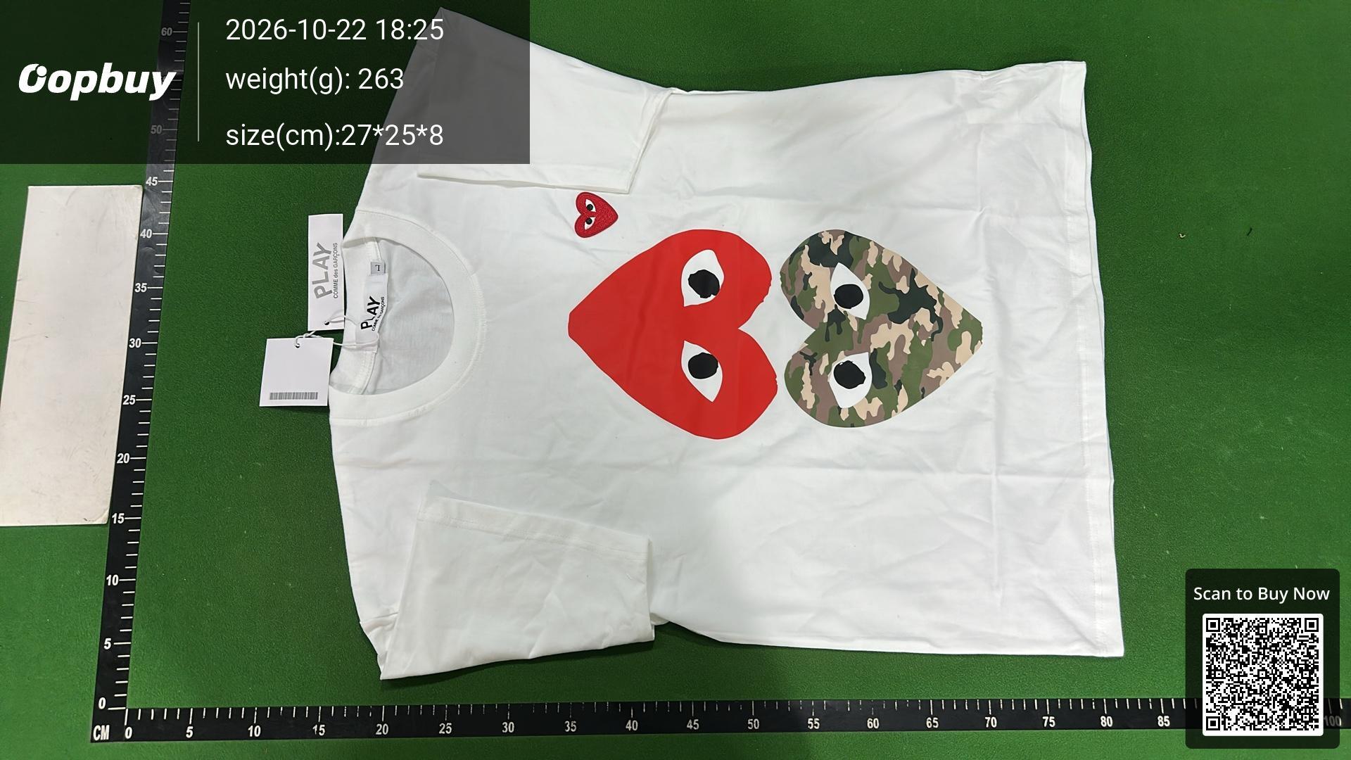 Foto QC 6 de Comme des Garçons Play T-shirt Two Grey Hearts Black