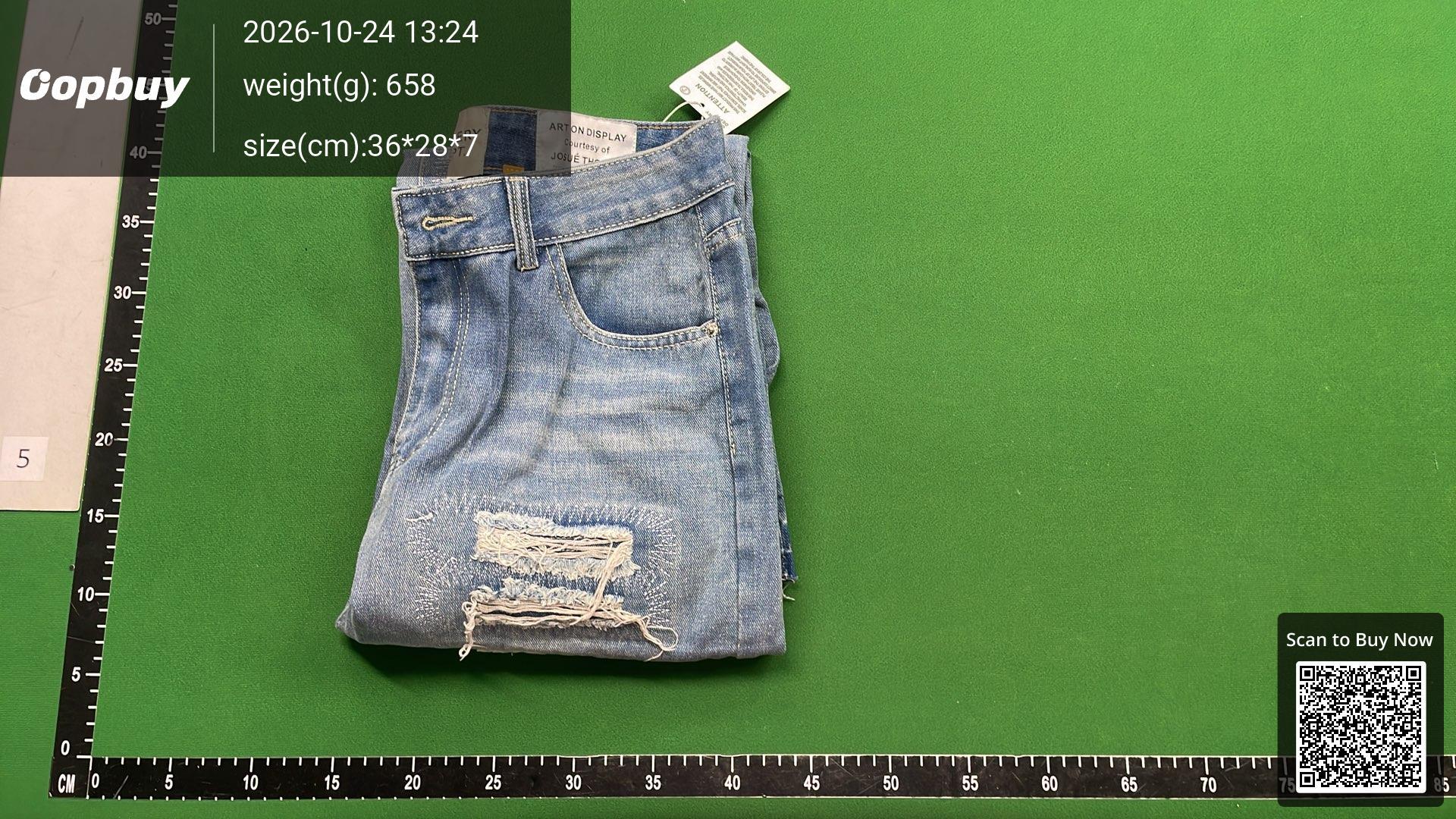 Foto QC 8 de Acne Studios 2023 Jeans Super Baggy Torn Scribble Mid Blue