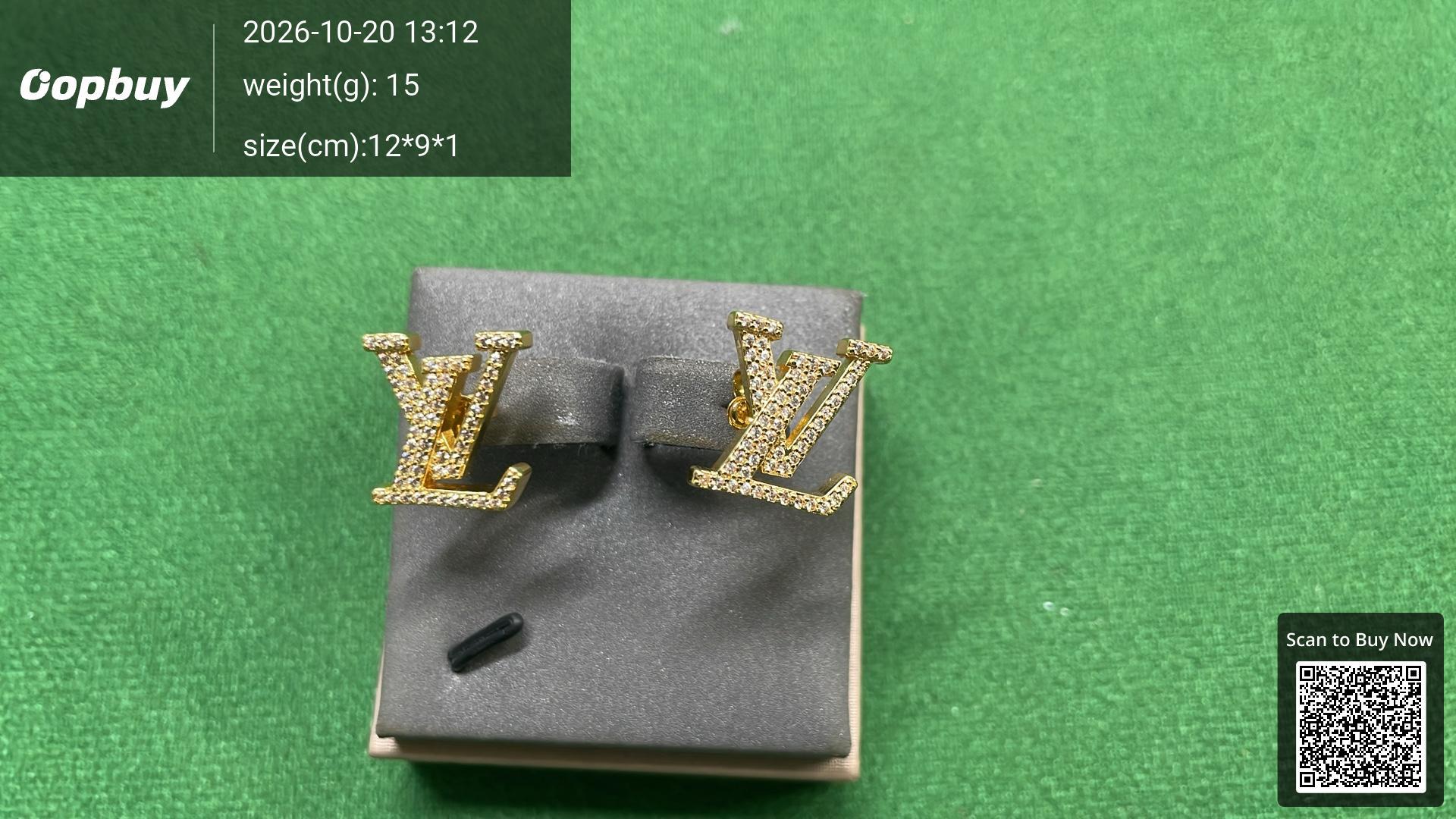 Foto QC 5 de Louis Vuitton Louise by Night Hoop Earrings Metal Strass Gold