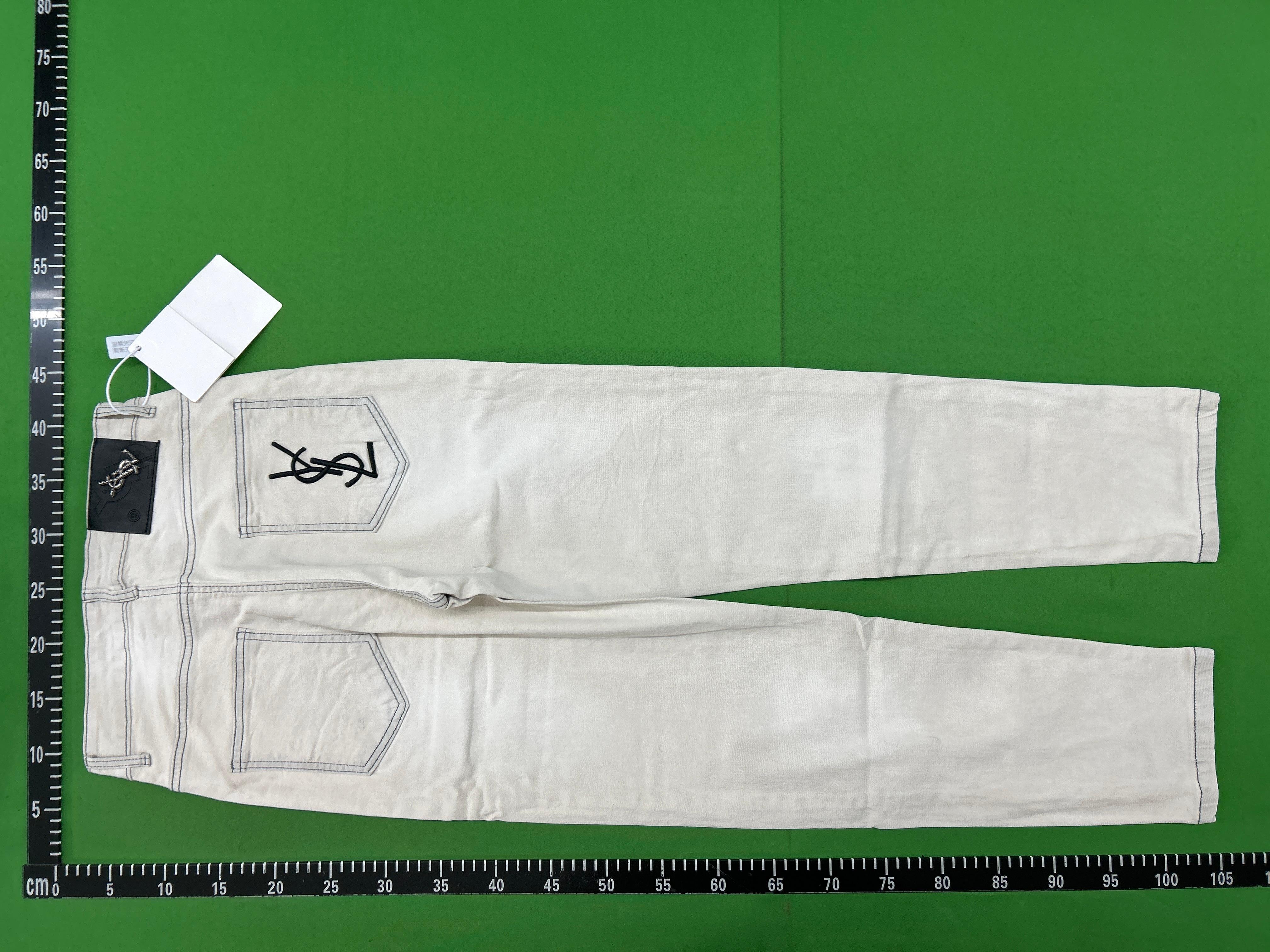 Foto QC 3 de Saint Laurent Jeans YSL Embroidered Logo Slim Off White