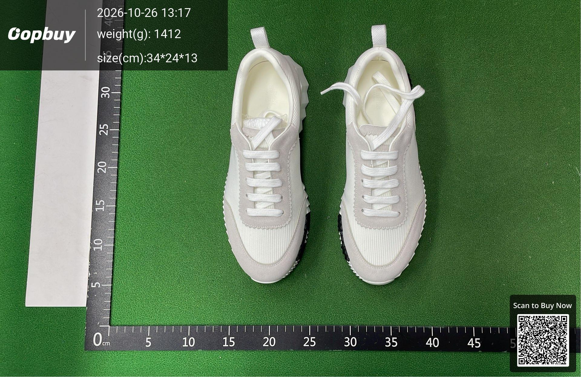 Foto QC 6 de Hermes Bouncing Mesh Suede Low White Beige