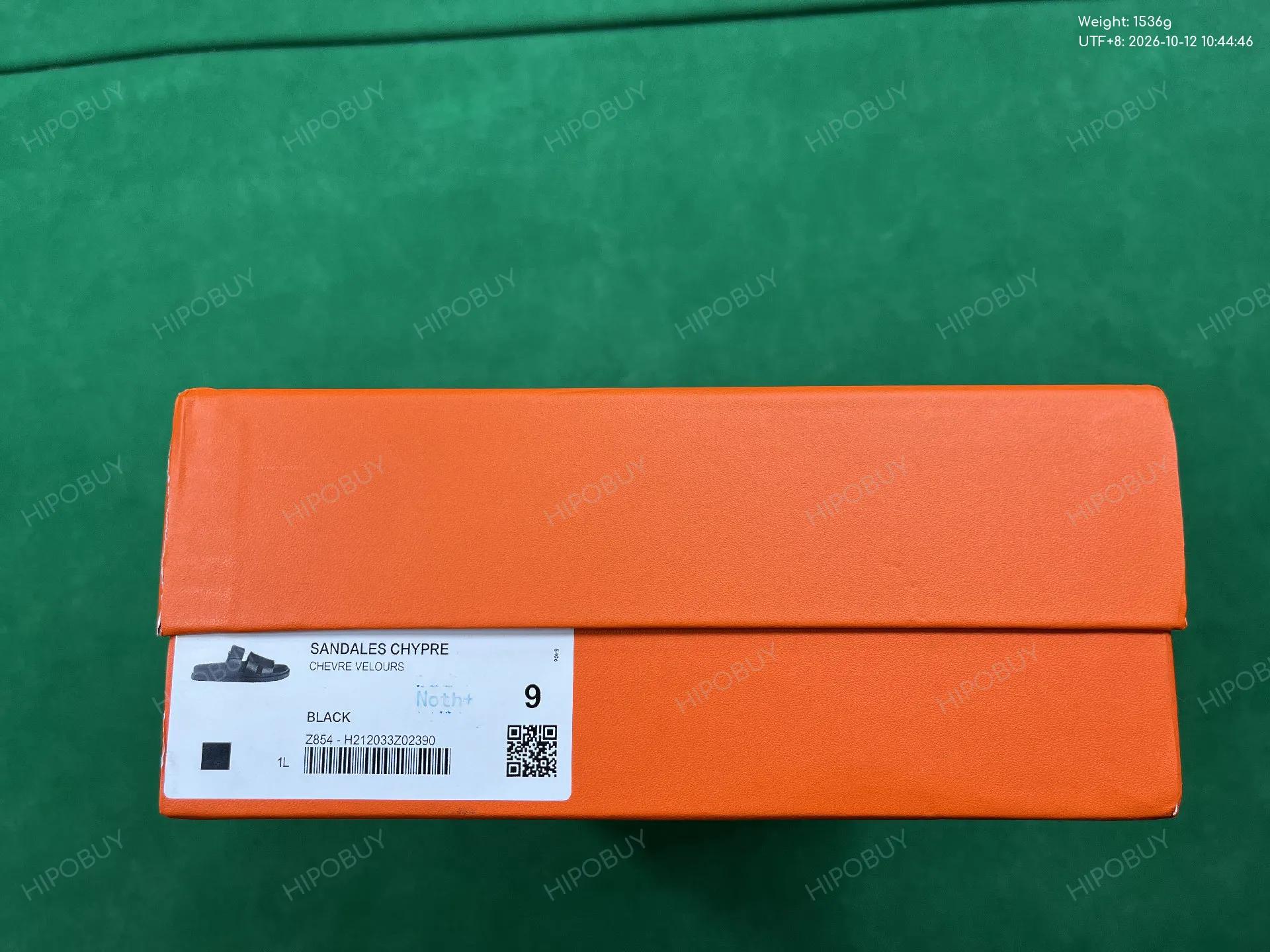 Foto QC 2 de Hermes Chypre H Canvas Calfskin Sandals Black Grey H212033Z02390