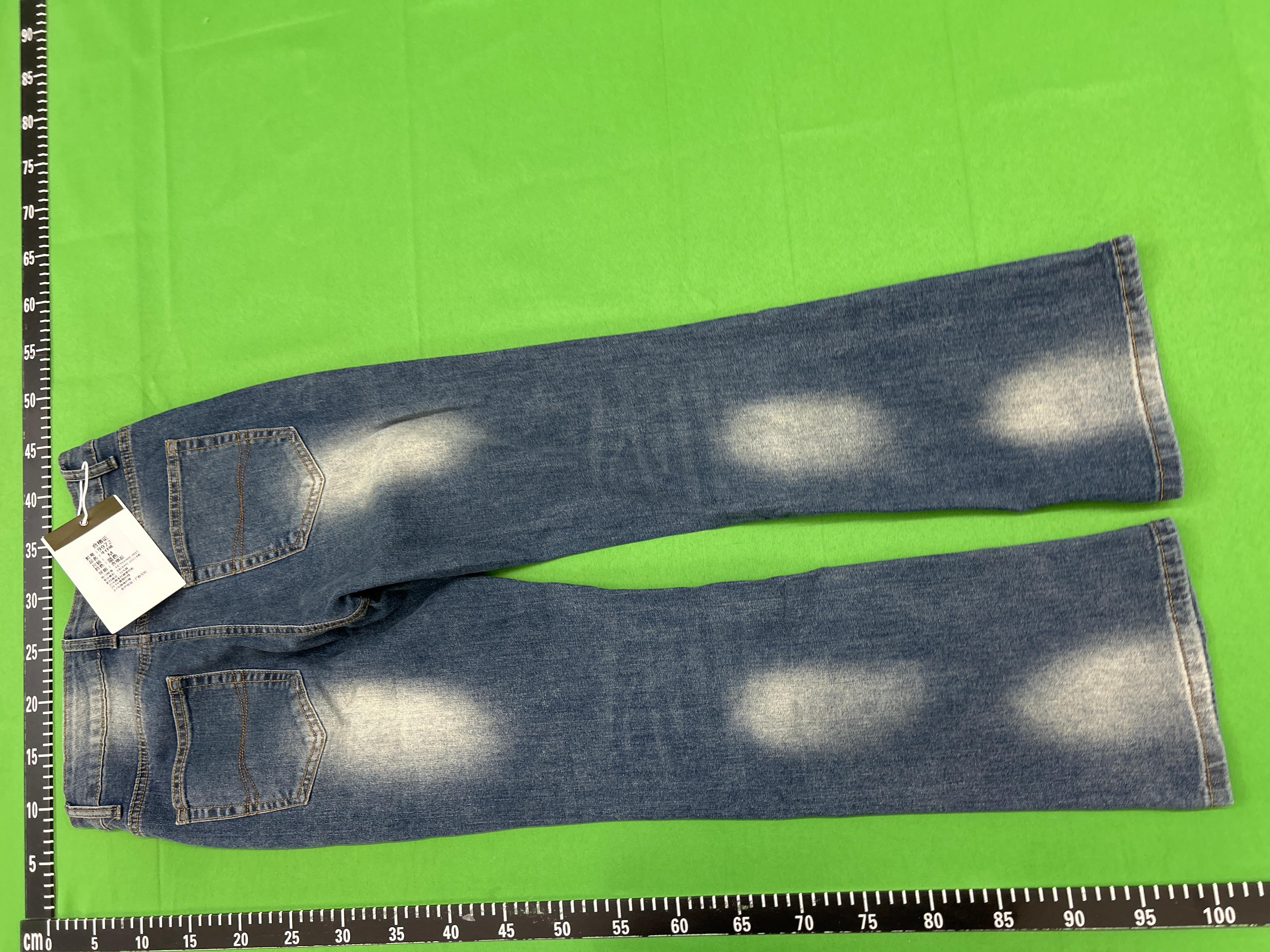 Foto QC 3 de AMBSOM Jeans Loose Fit Okayama Bamboo Slub Sunset Gradient Wash Distressed Bootcut Sunset Blue
