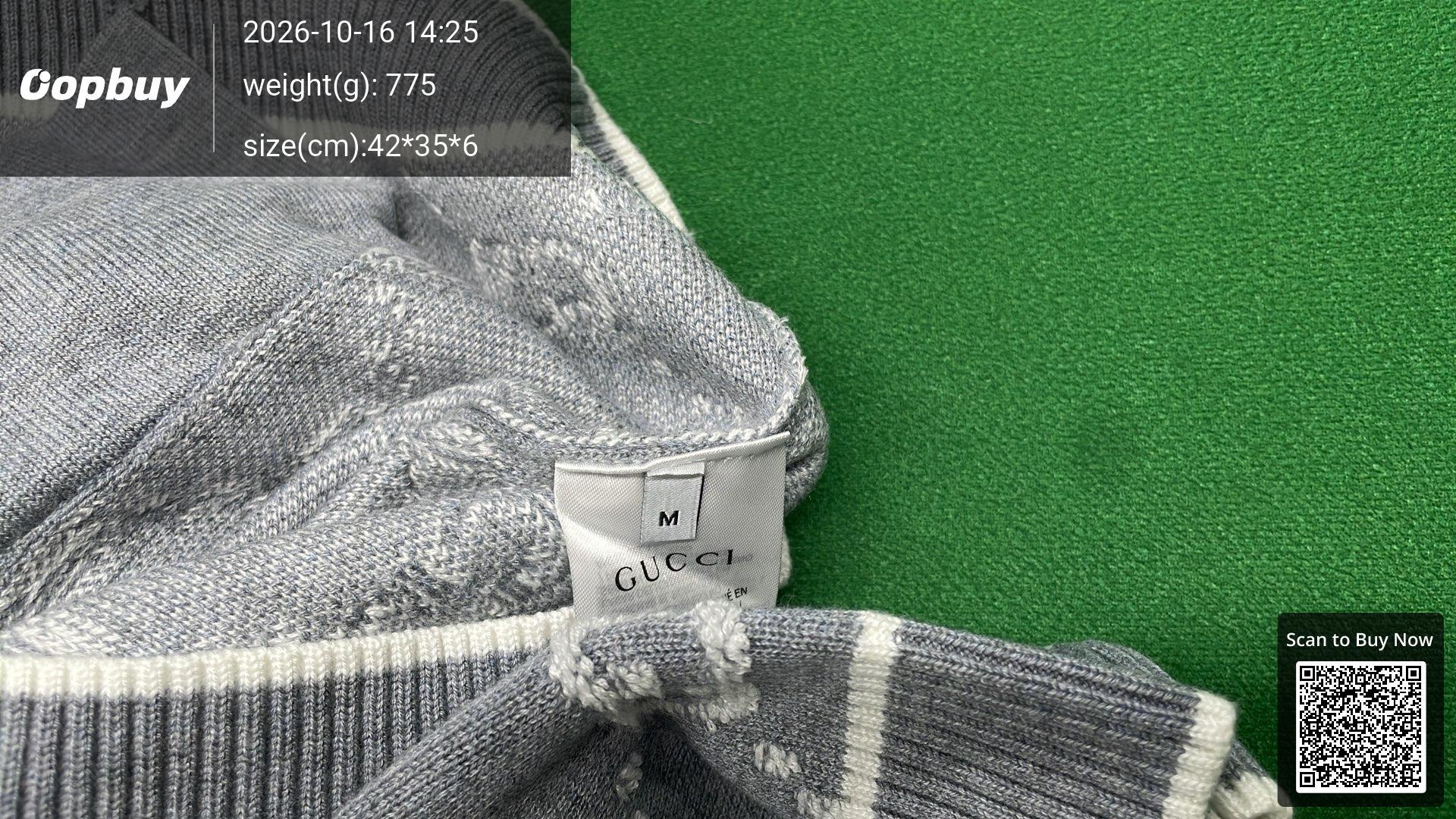 Foto QC 1 de Gucci Zip Sweater GG Monogram Knit Grey
