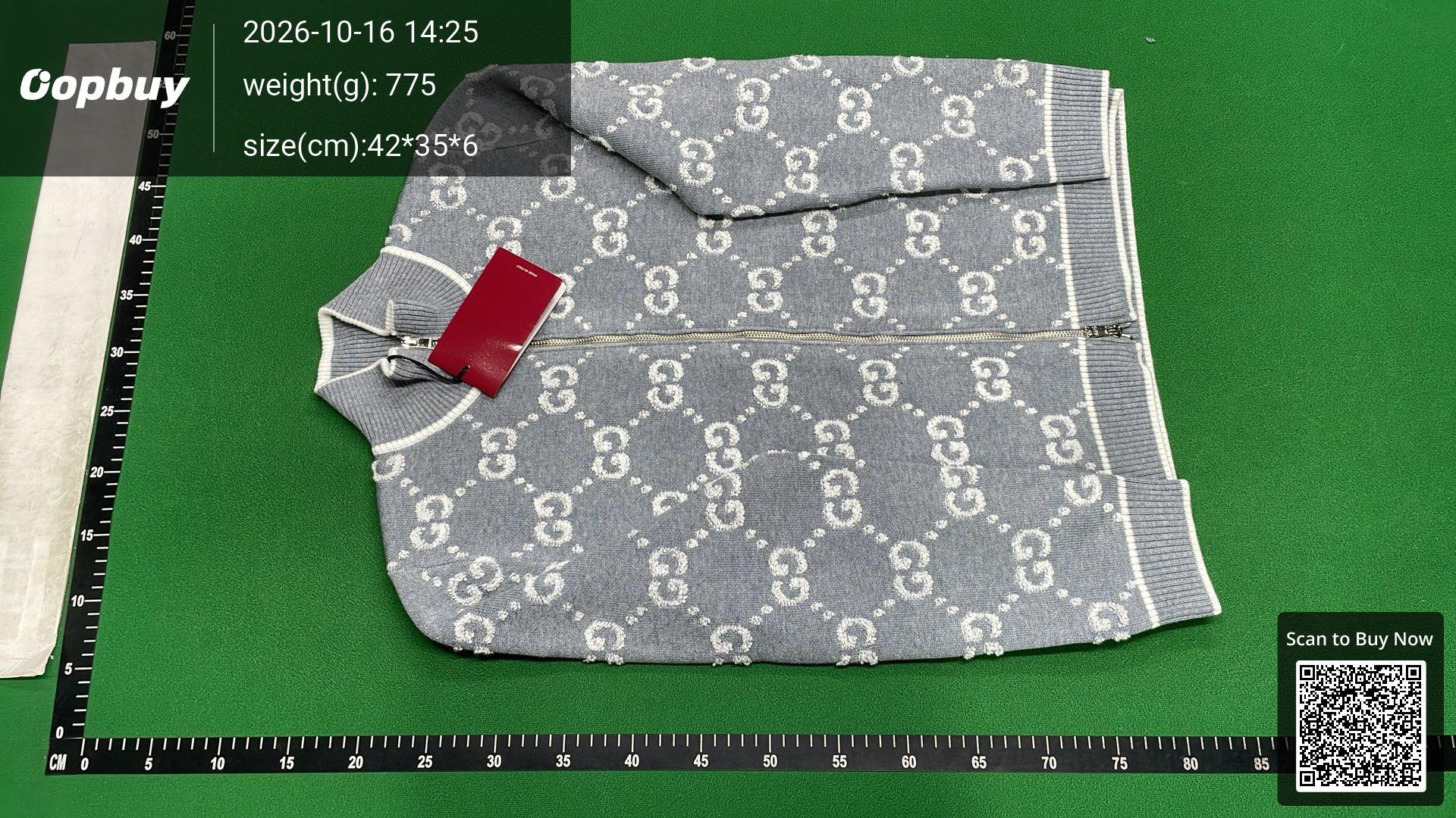 Foto QC 2 de Gucci Zip Sweater GG Monogram Knit Grey