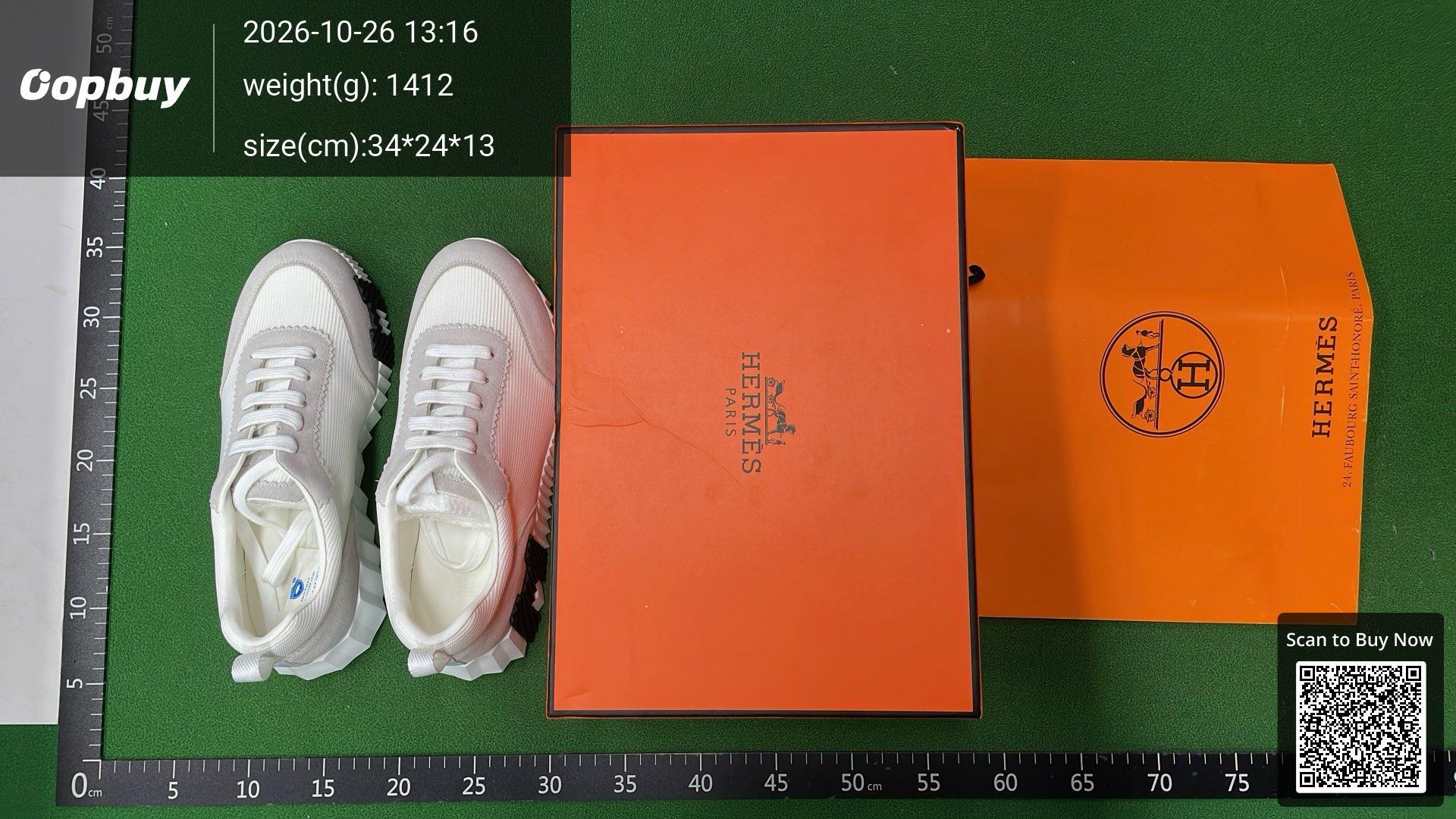 Foto QC 1 de Hermes Bouncing Mesh Suede Low White Beige
