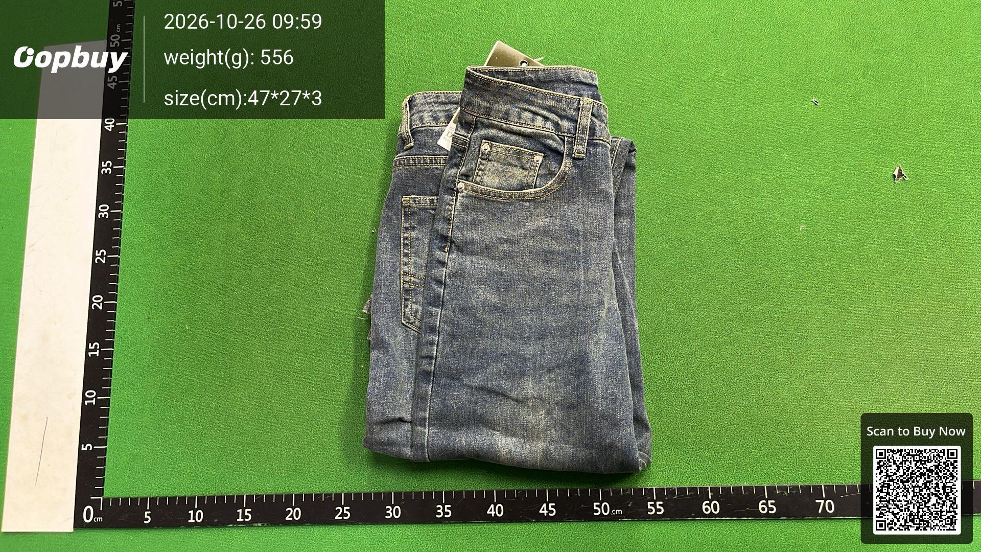 Foto QC 7 de AMBSOM Jeans Loose Fit Okayama Bamboo Slub Sunset Gradient Wash Distressed Bootcut Sunset Blue