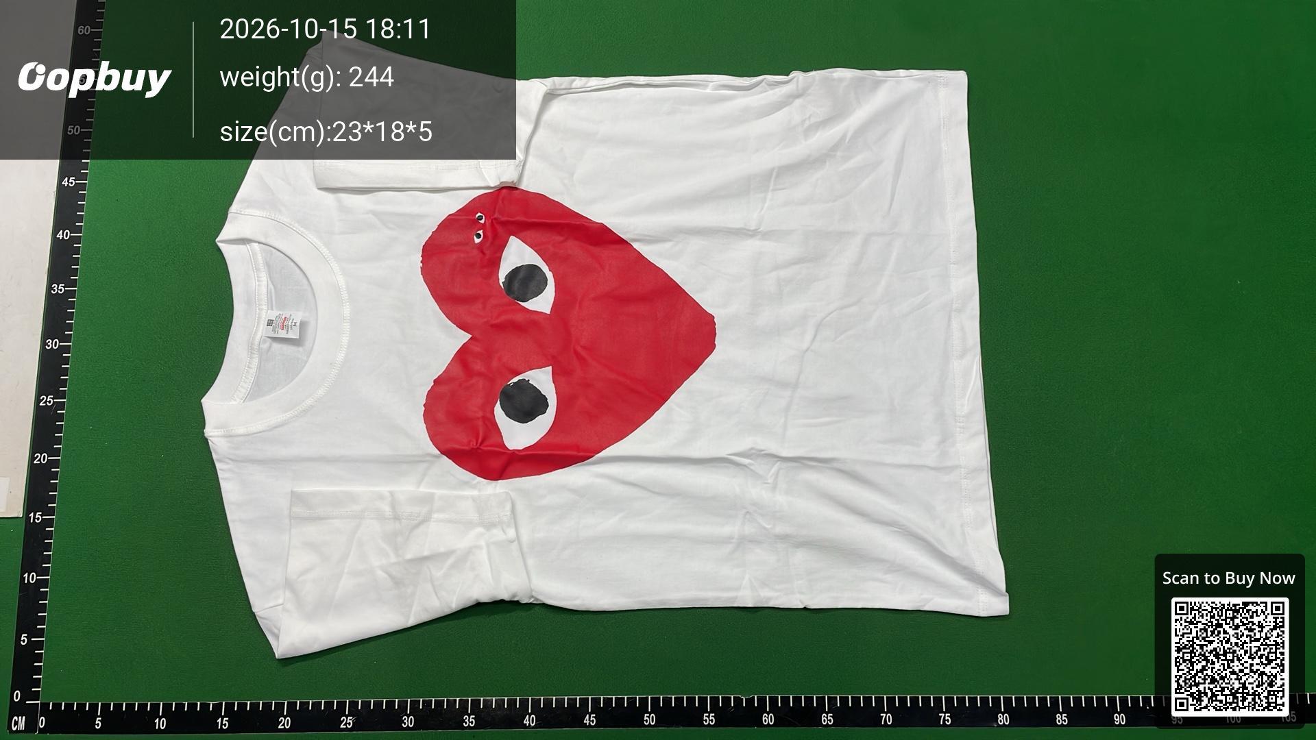 Foto QC 2 de Comme des Garçons PLAY T-shirt Beaded Red Heart White