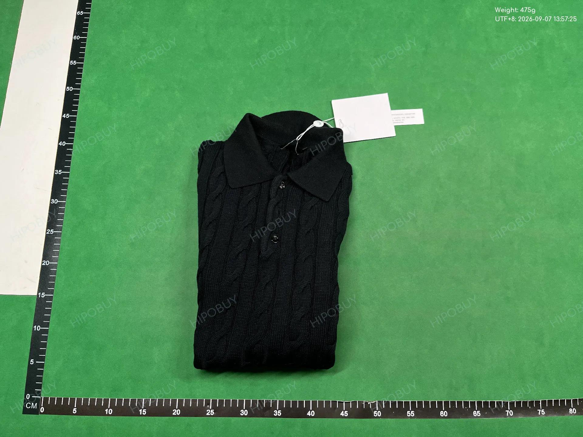 Foto QC 8 de Loro Piana Cable Knit Polo Shirt Black