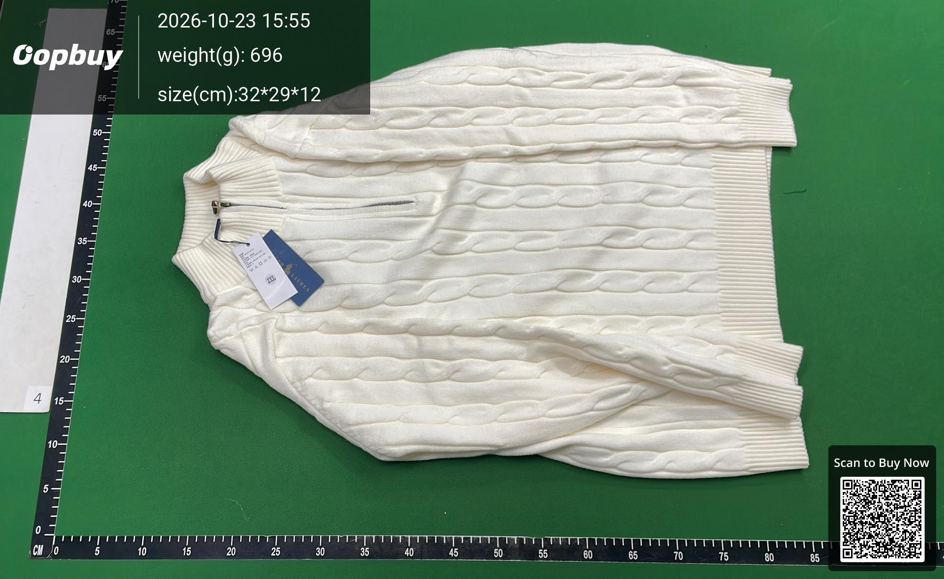 Foto QC 2 de Polo Ralph Lauren Cable Knit Zip Sweater White