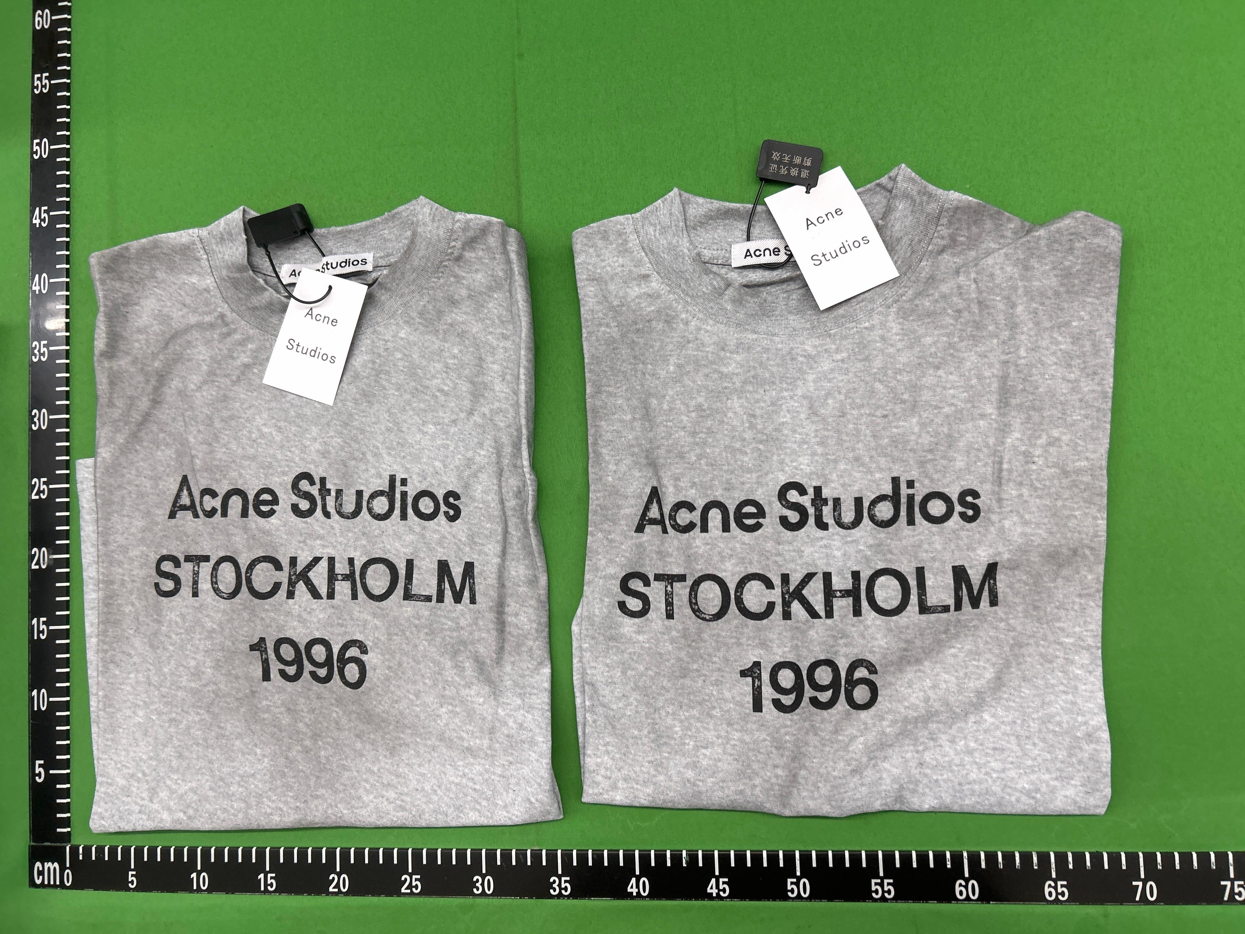 Foto QC 6 de Acne Studios T-shirt Sprayed 1996 Logo Long Sleeve Deep Blue
