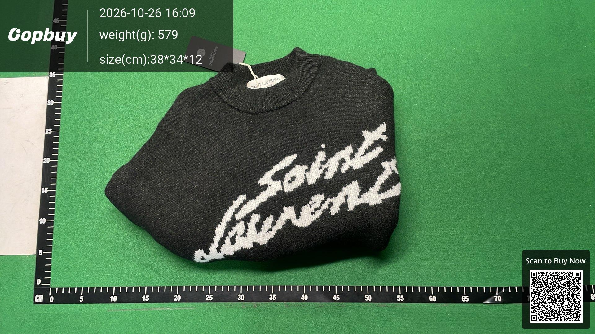 Foto QC 8 de Saint Laurent Crewneck Sweater Mohair Wool Script Logo Black