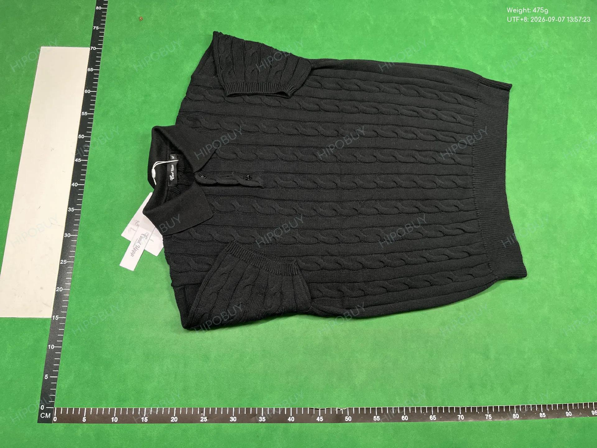 Foto QC 6 de Loro Piana Cable Knit Polo Shirt Black