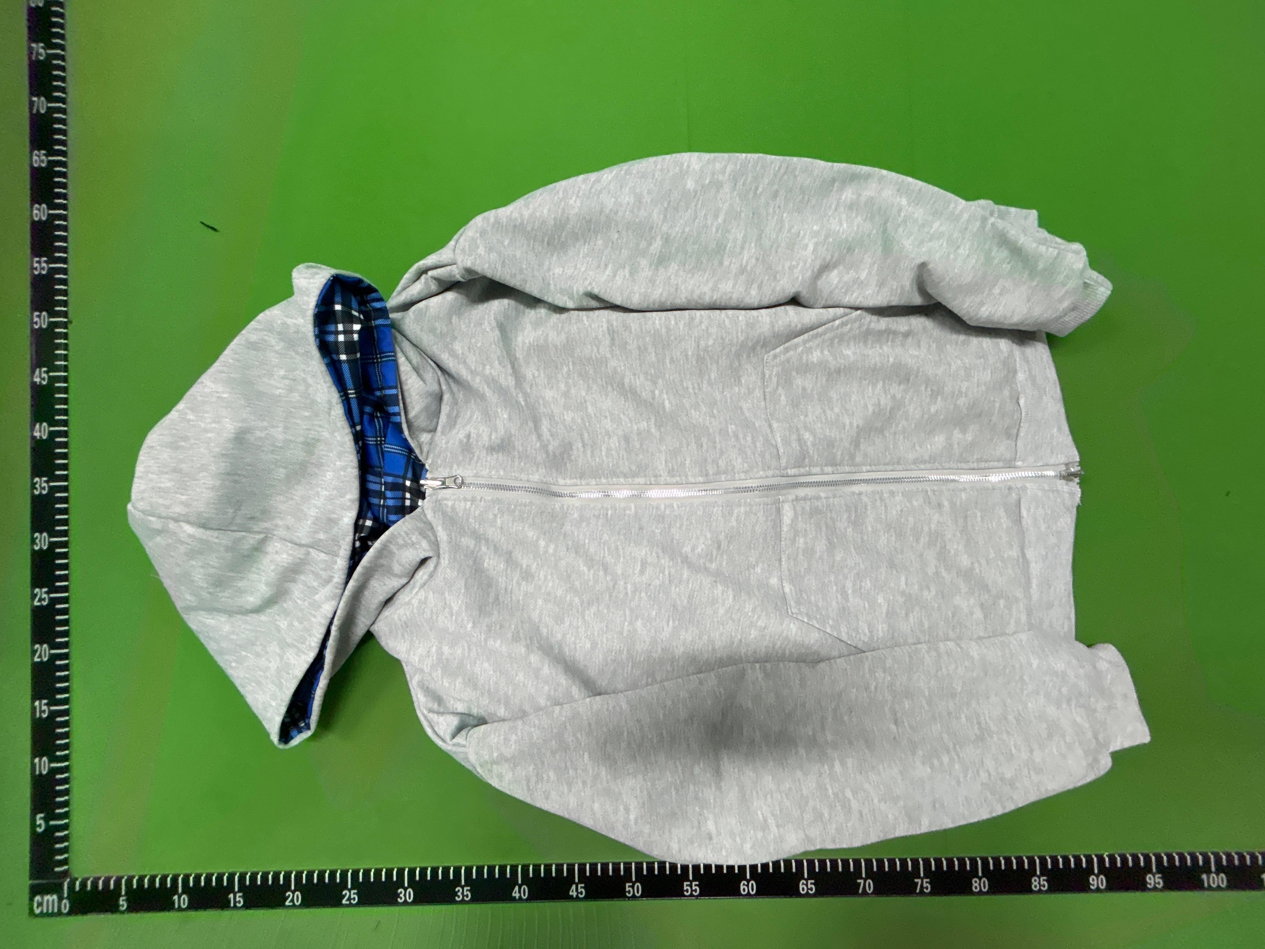Foto QC 3 de Other Zip Sweater Plaid Lined Hooded Light Grey