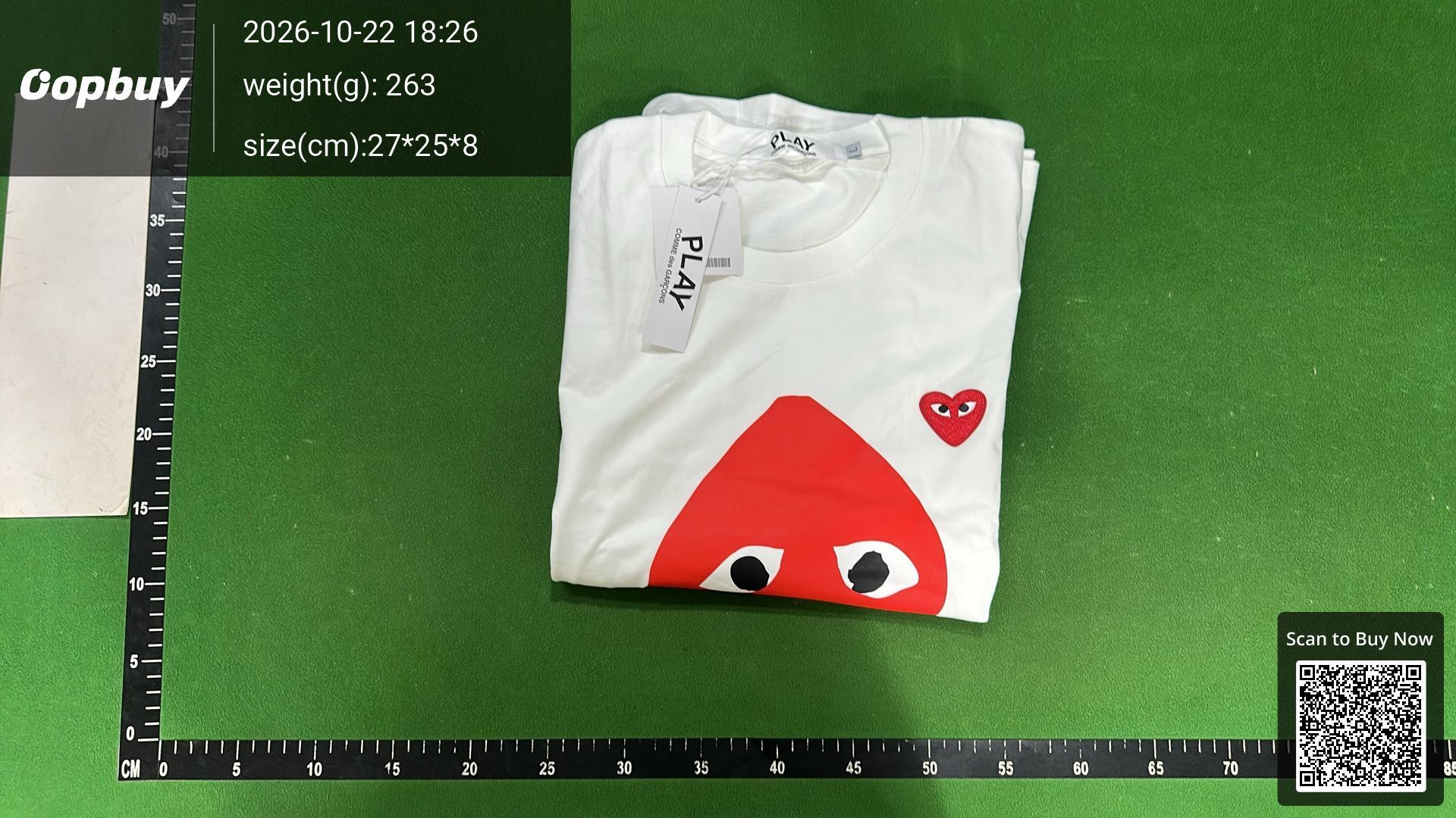 Foto QC 8 de Comme des Garçons Play T-shirt Two Grey Hearts Black