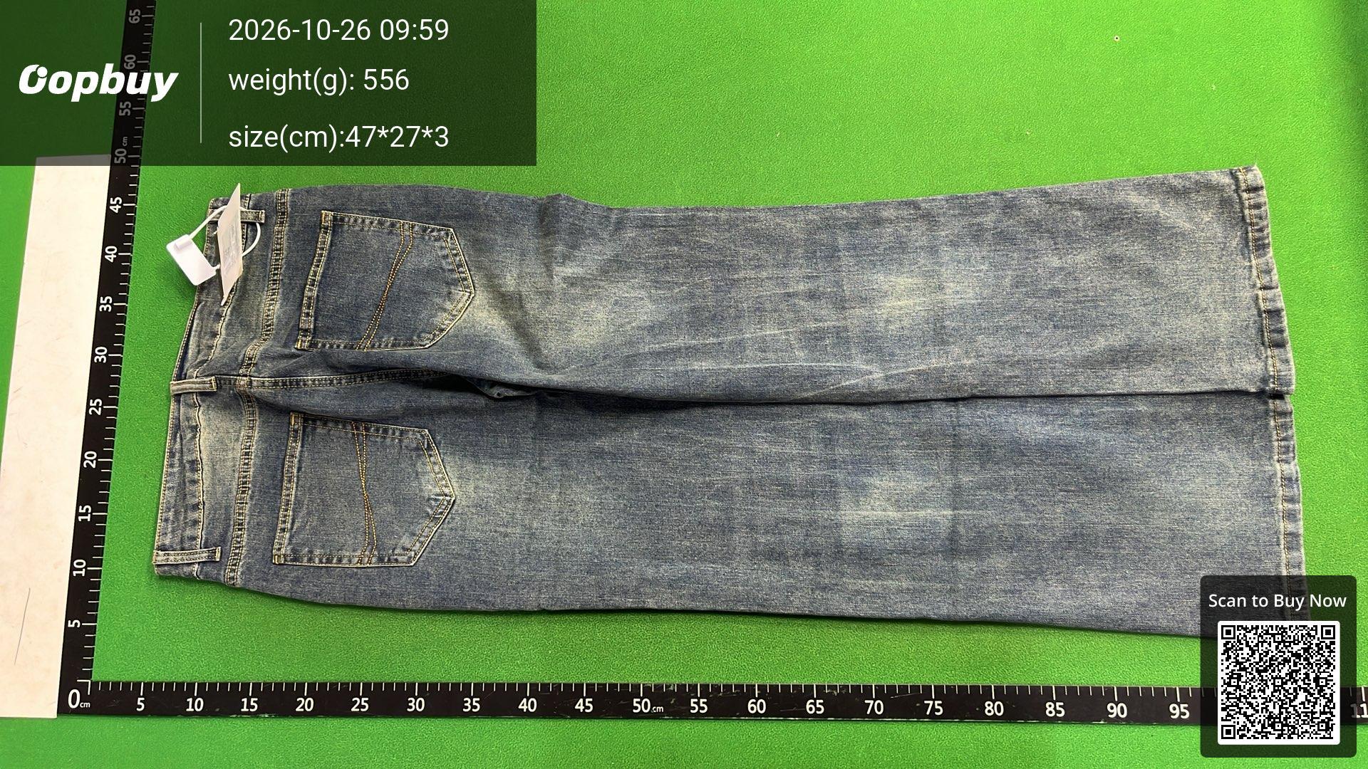 Foto QC 6 de AMBSOM Jeans Loose Fit Okayama Bamboo Slub Sunset Gradient Wash Distressed Bootcut Sunset Blue
