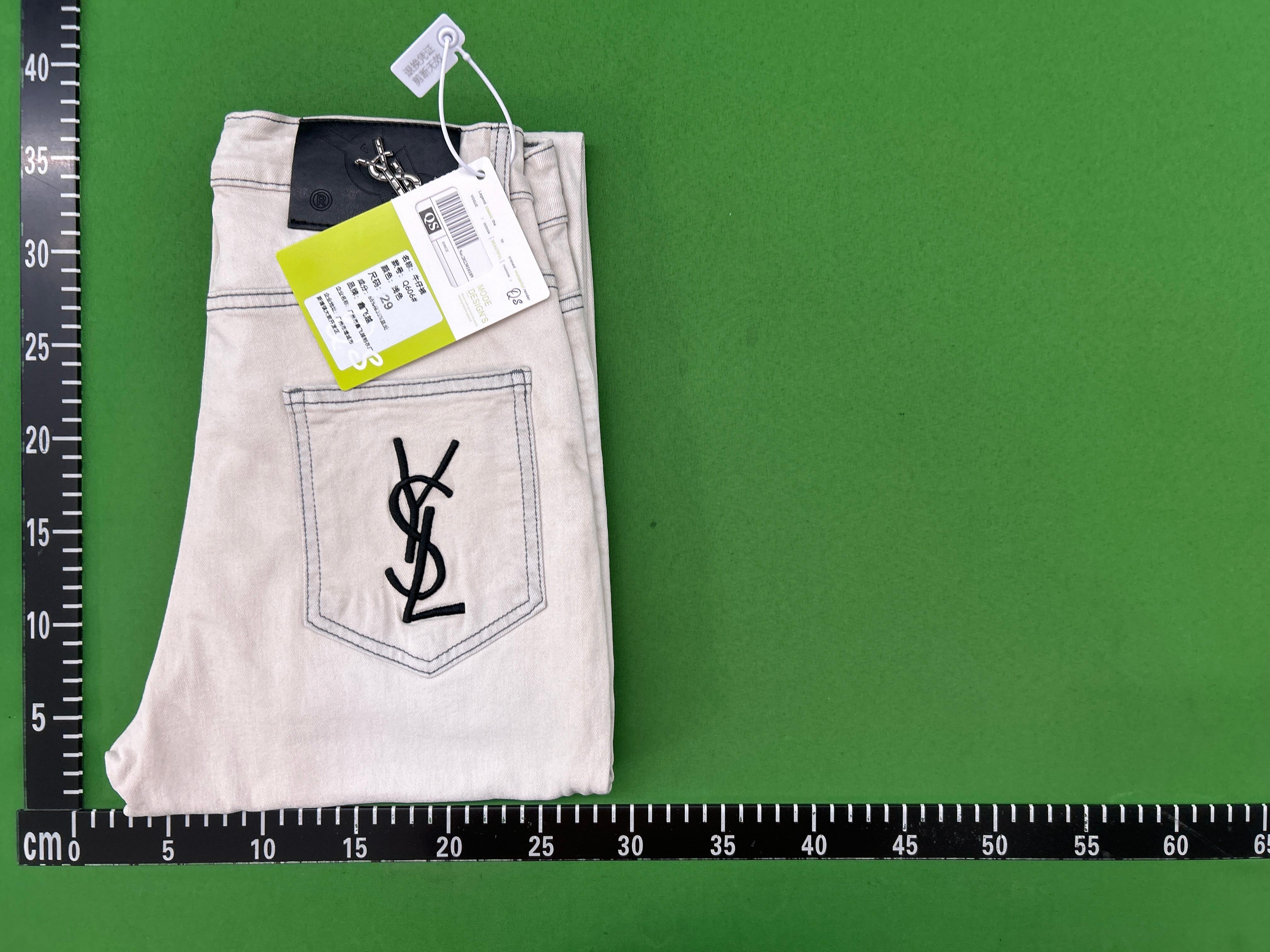 Foto QC 1 de Saint Laurent Jeans YSL Embroidered Logo Slim Off White