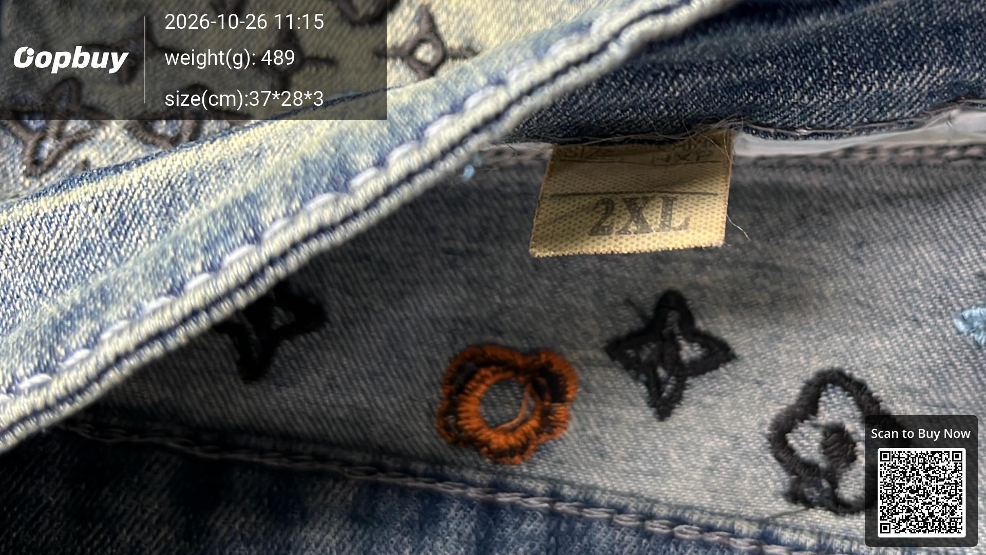 Foto QC 1 de Louis Vuitton Jeans Monogram Embroidery Slim Blue