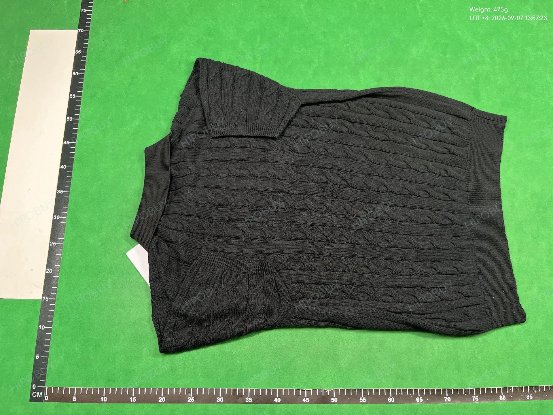 Foto QC 7 de Loro Piana Cable Knit Polo Shirt Black