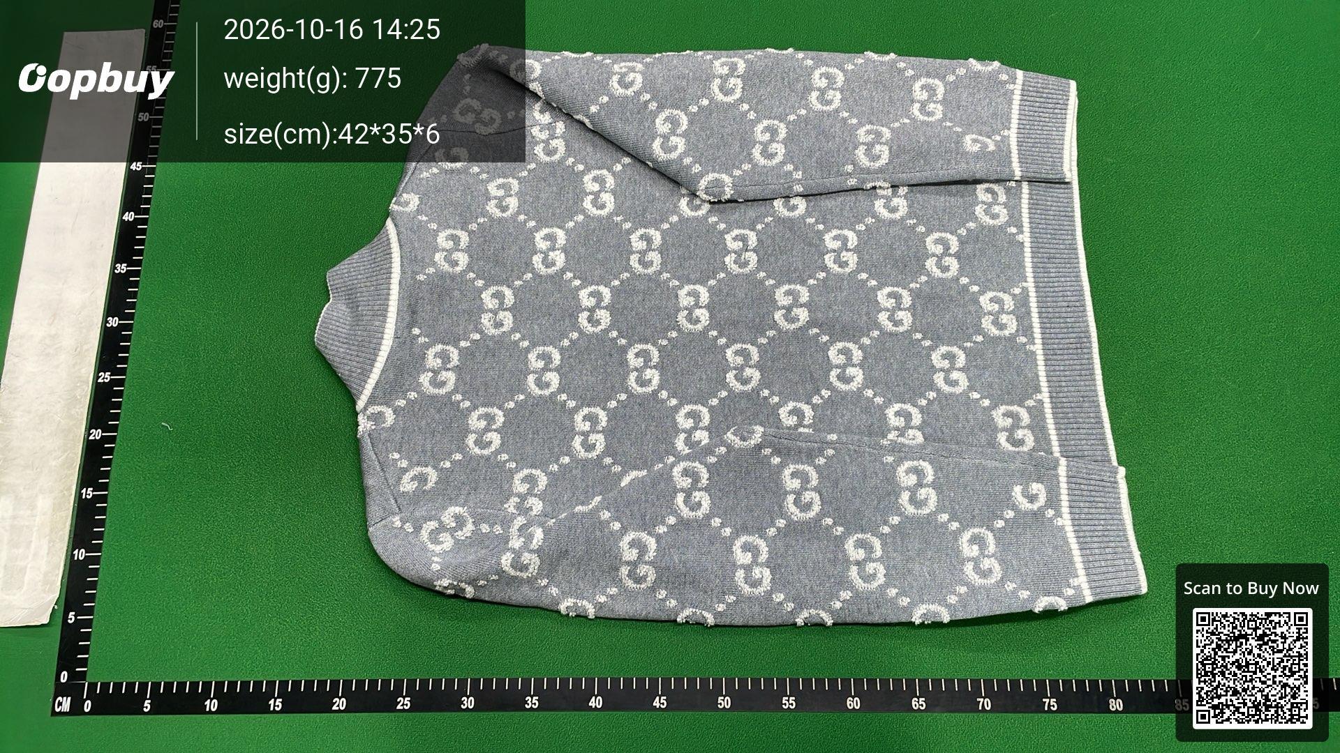 Foto QC 3 de Gucci Zip Sweater GG Monogram Knit Grey