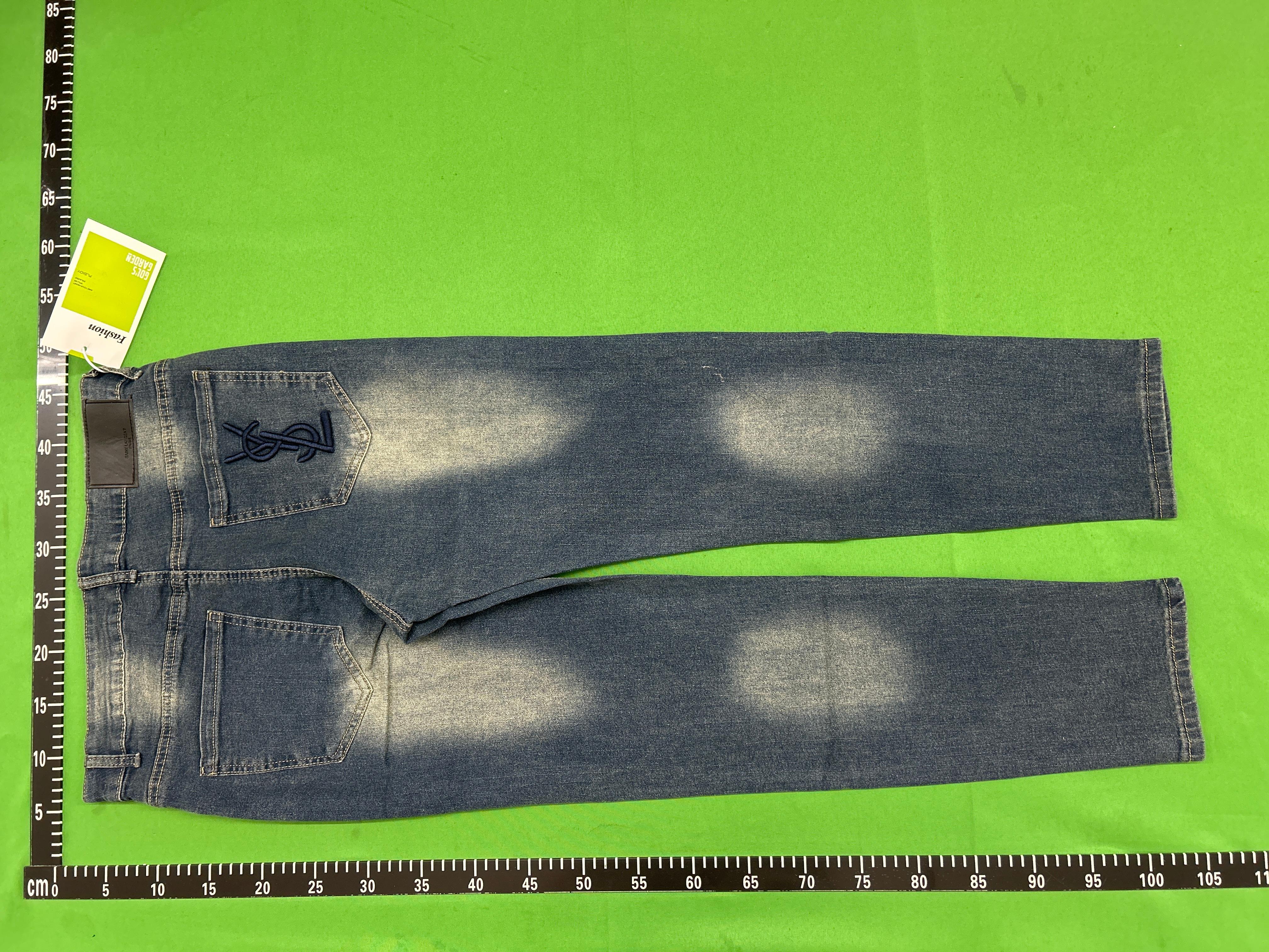 Foto QC 8 de Saint Laurent Jeans YSL Embroidered Logo Slim Off White