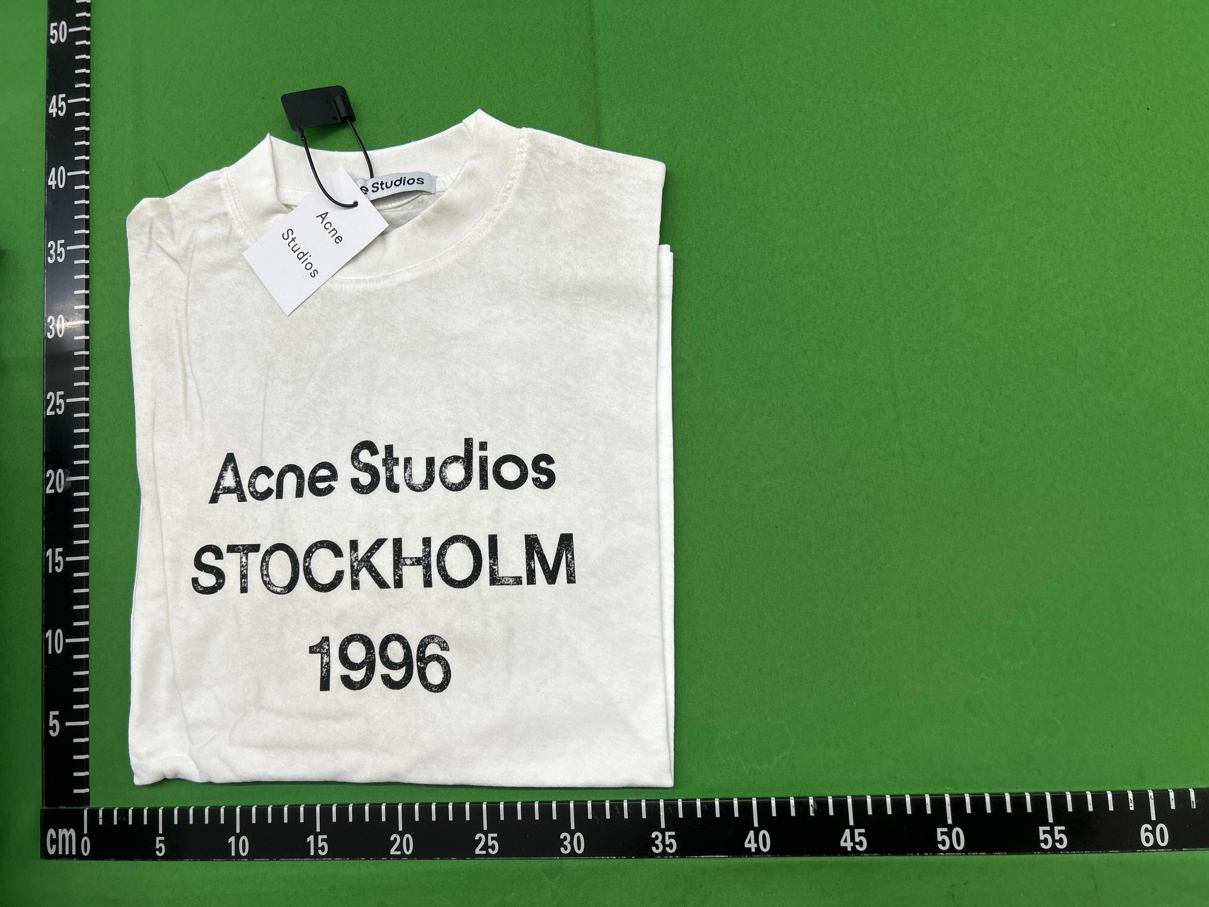 Foto QC 2 de Acne Studios T-shirt Sprayed 1996 Logo Long Sleeve Deep Blue
