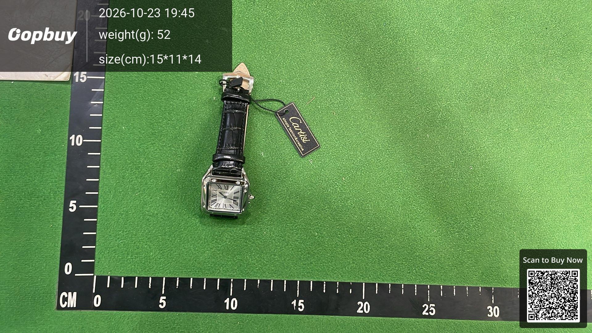Foto QC 3 de Cartisi Square Roman Numeral Leather Strap Quartz Watch