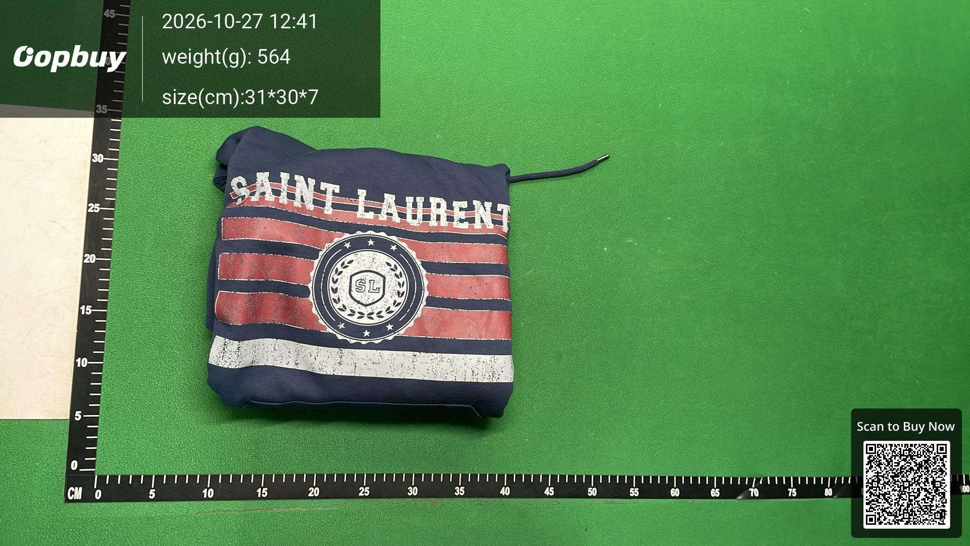 Foto QC 8 de Saint Laurent Sweater Distressed Flag Logo Dark Grey