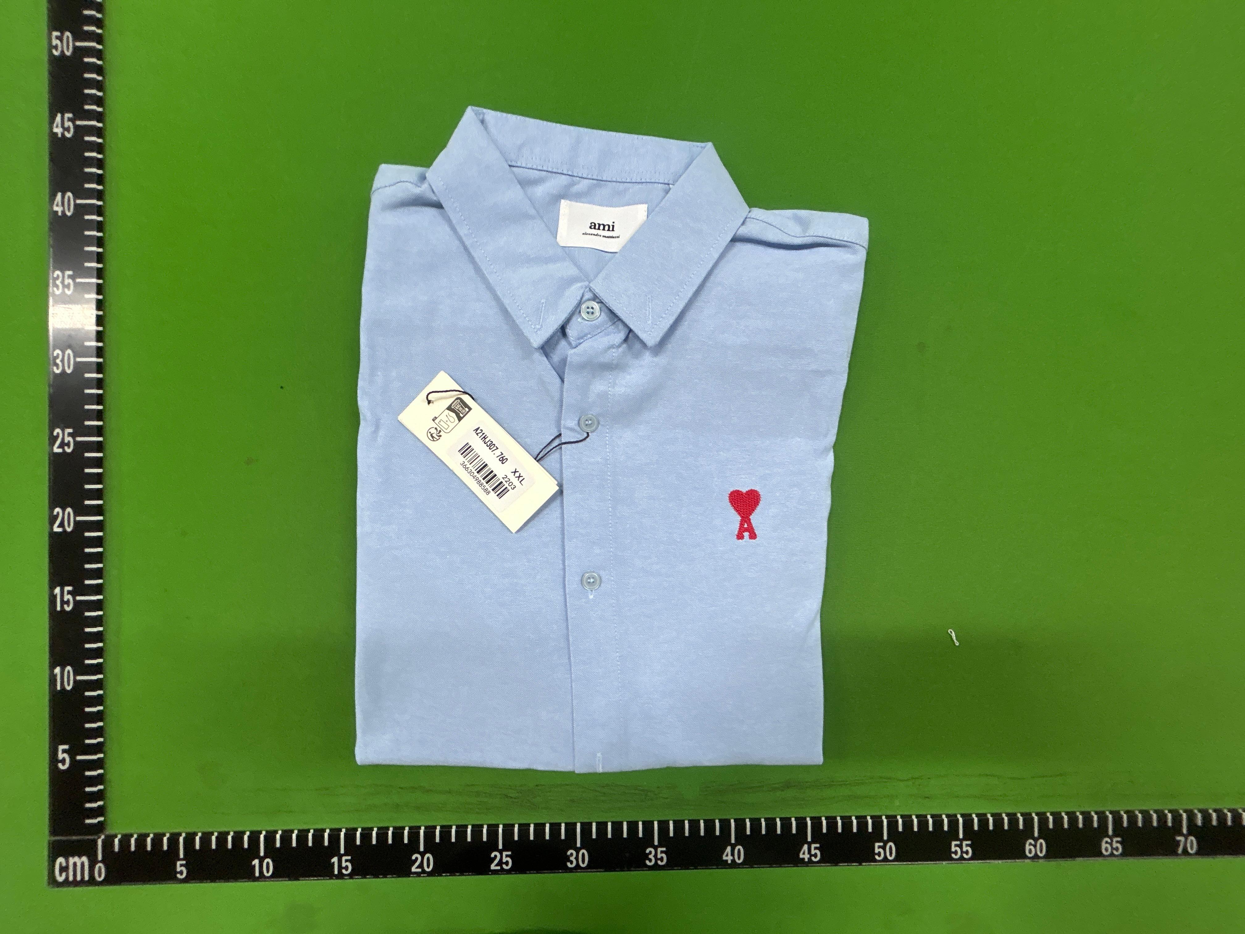 Foto QC 5 de AMI Paris Ami de Coeur Shirt Striped Button-Down Sky Blue/Natural White