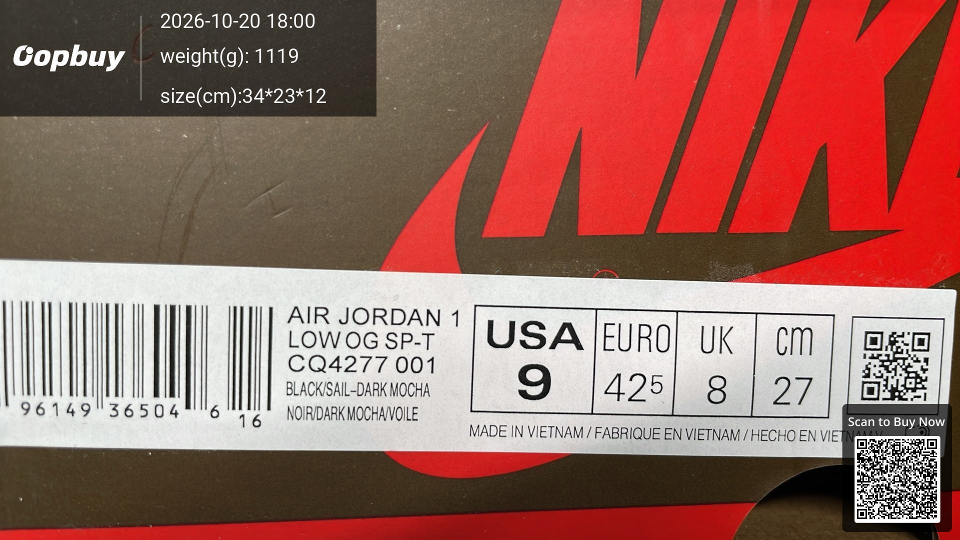 Foto QC 2 de Jordan 1 Retro High OG SP Travis Scott Mocha CD4487-100