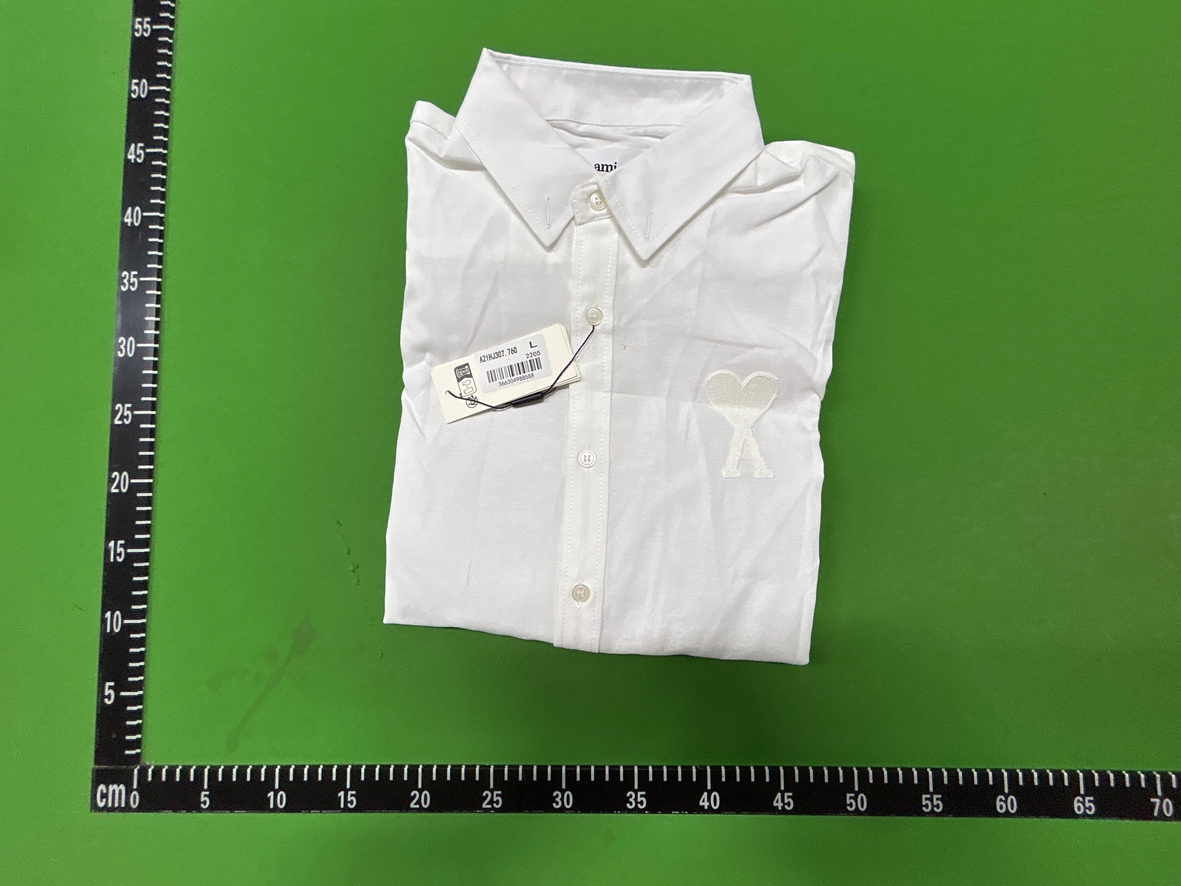Foto QC 1 de AMI Paris Ami de Coeur Shirt Striped Button-Down Sky Blue/Natural White