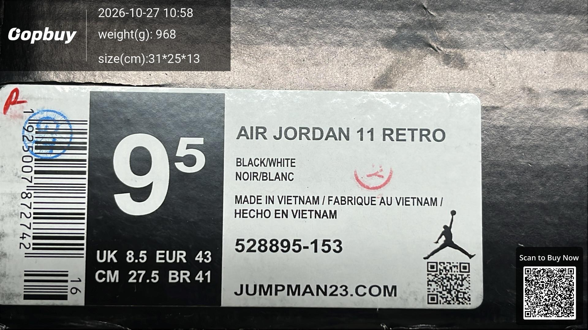 Foto QC 2 de Jordan 11 Retro Space Jam 378037-003