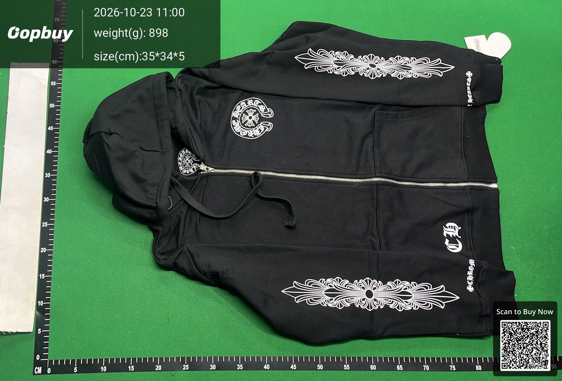Foto QC 2 de Chrome Hearts Horseshoe Floral Cross Zip Hoodie Jacket Black