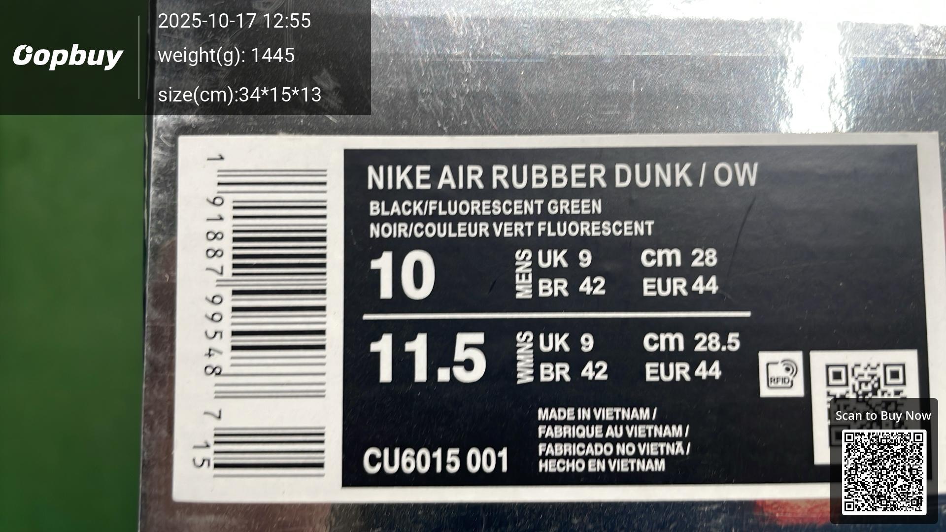 Foto QC 2 de Nike Air Rubber Dunk Low Off-White Green Strike CU6015-001