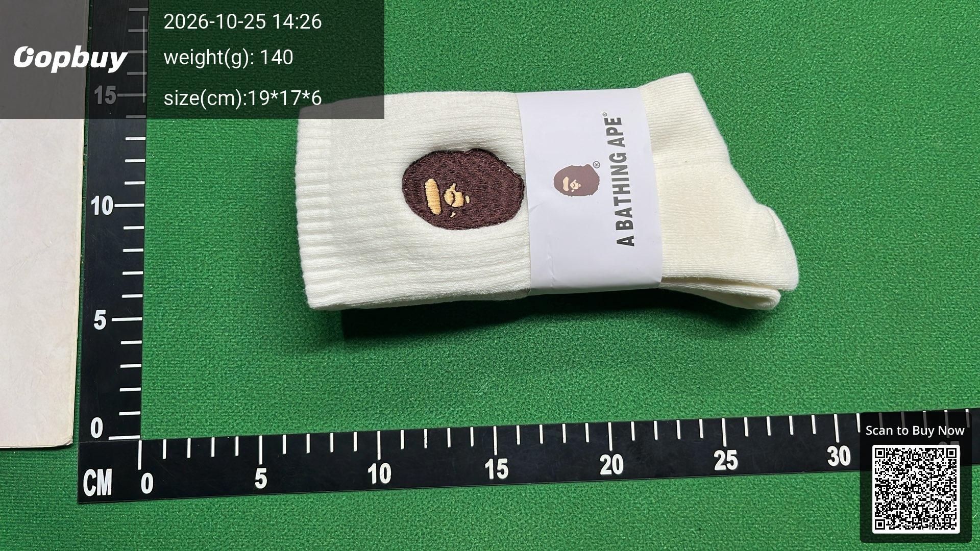 Foto QC 3 de A Bathing Ape Shark Embroidery Cushioned Crew Socks White