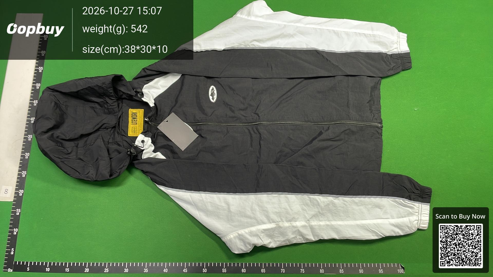 Foto QC 2 de Corteiz Windbreaker Jacket Logo Badge Contrast Grey White