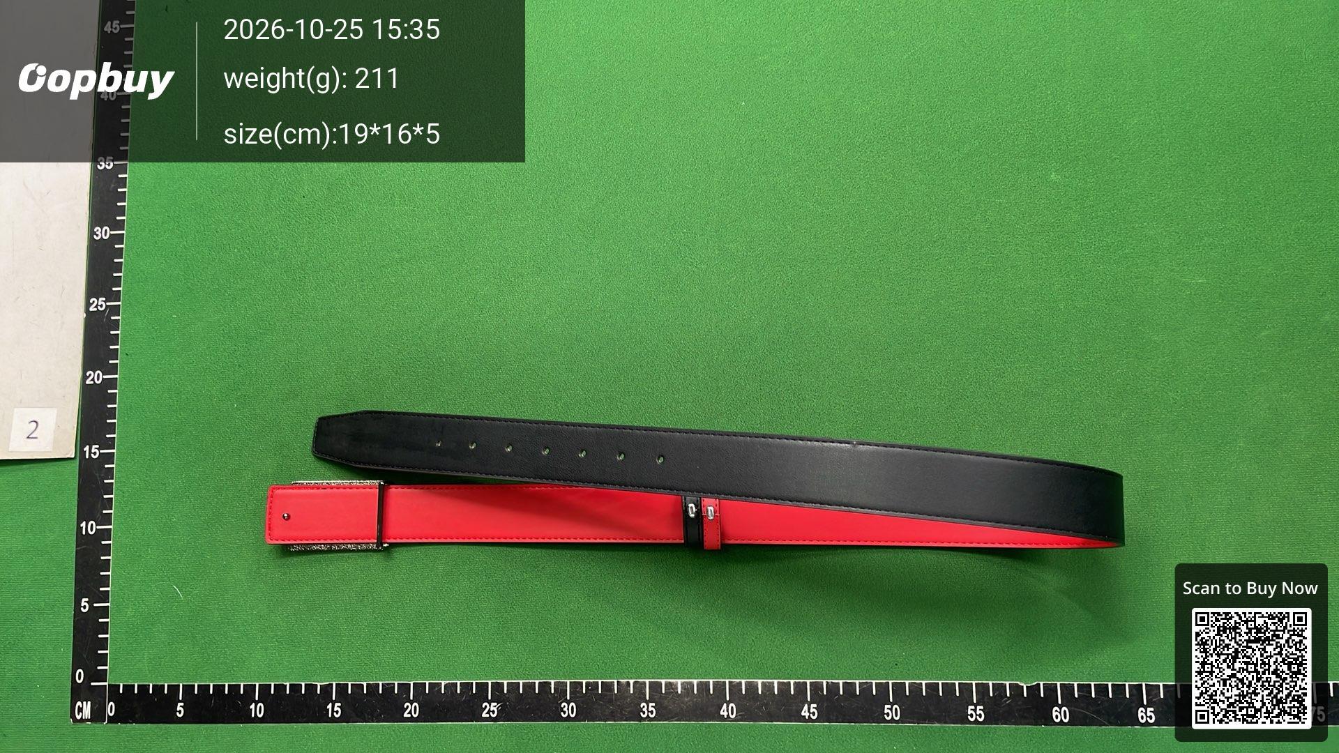 Foto QC 6 de Christian Louboutin Loubi Logo Reversible Belt Black and Red