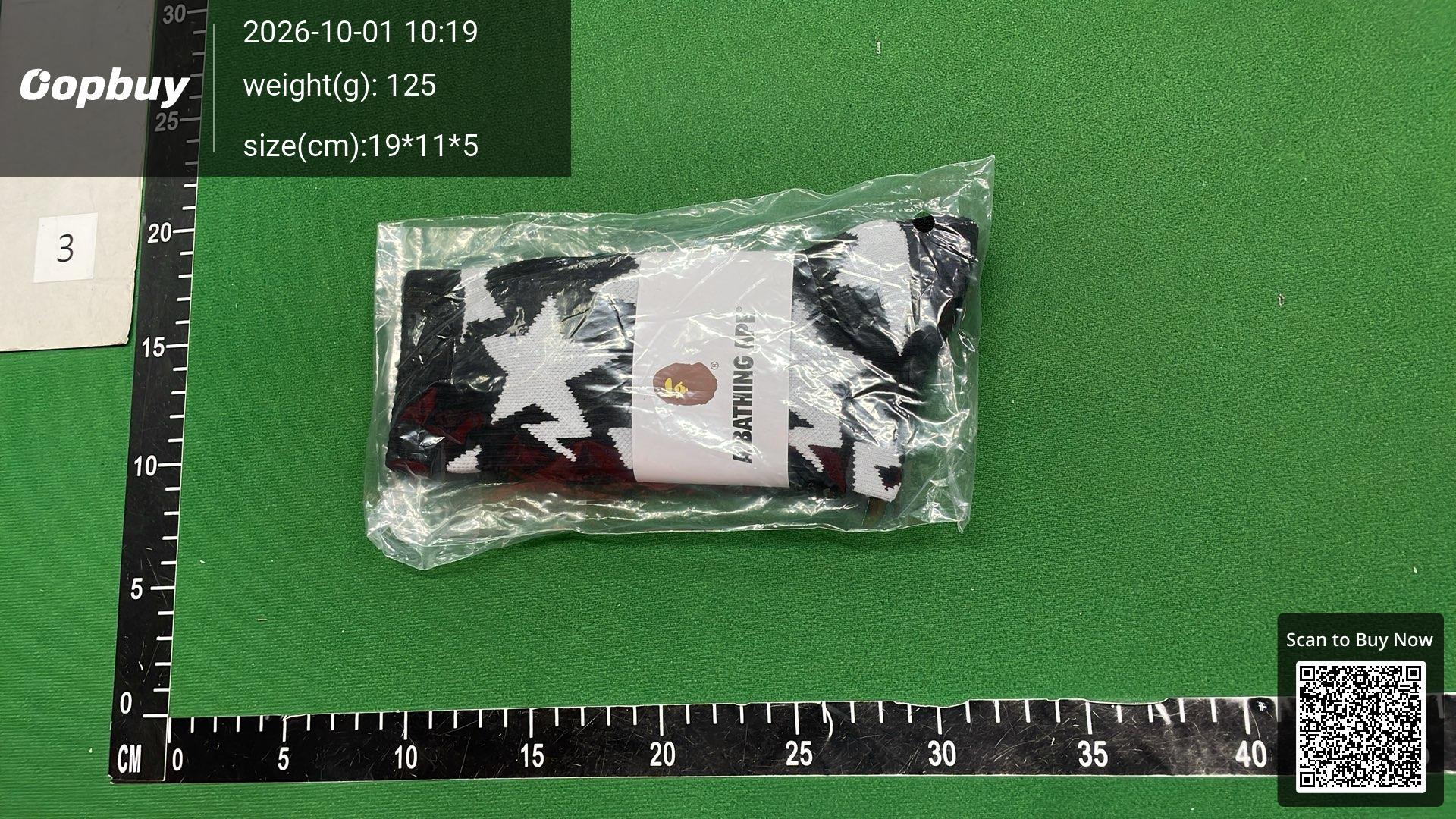 Foto QC 3 de BAPE Sta Crew Socks Pattern White Black