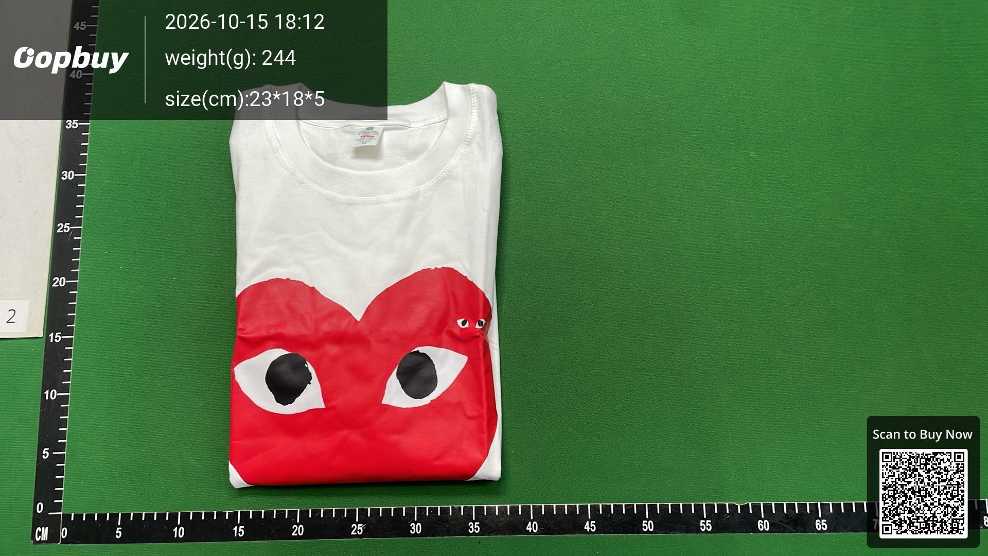 Foto QC 4 de Comme des Garçons PLAY T-shirt Beaded Red Heart White