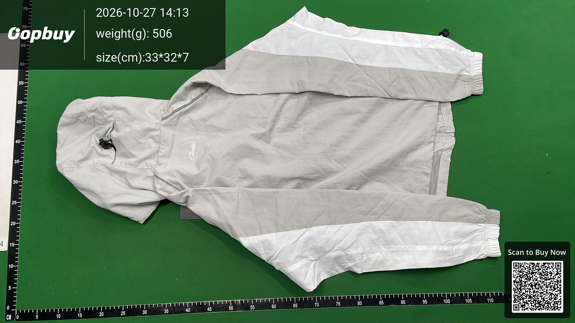 Foto QC 7 de Corteiz Windbreaker Jacket Logo Badge Contrast Grey White