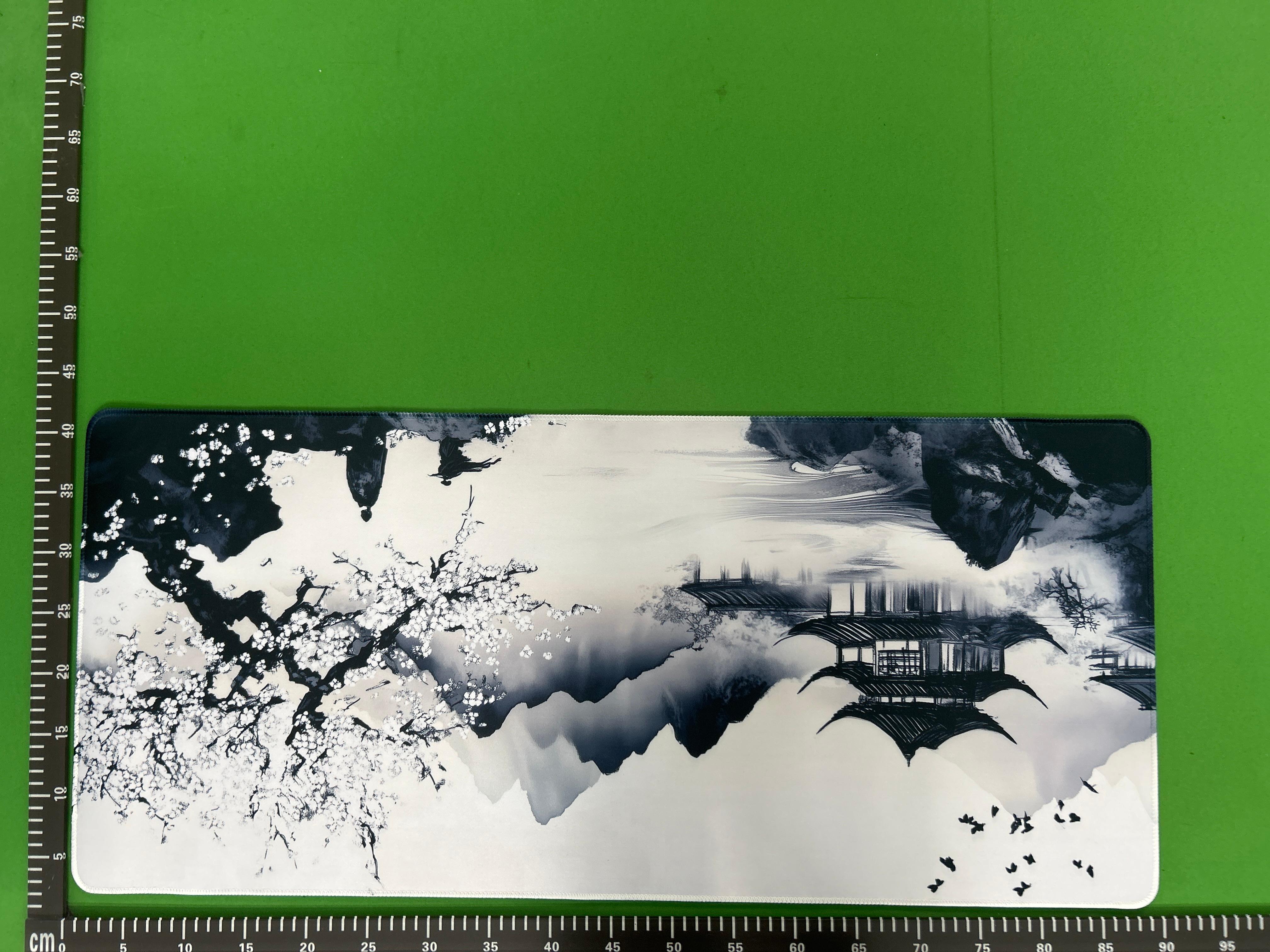 Foto QC 1 de Unbranded Ink Wash Cherry Blossom Desk Mat Large White/Pink