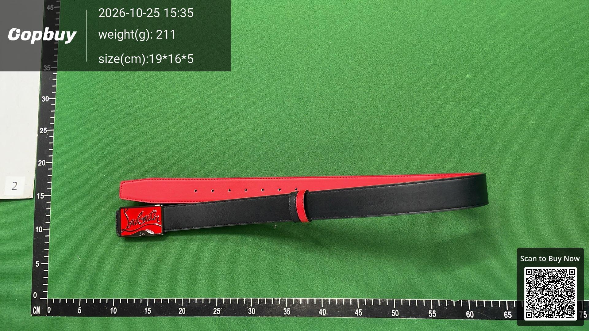 Foto QC 5 de Christian Louboutin Loubi Logo Reversible Belt Black and Red