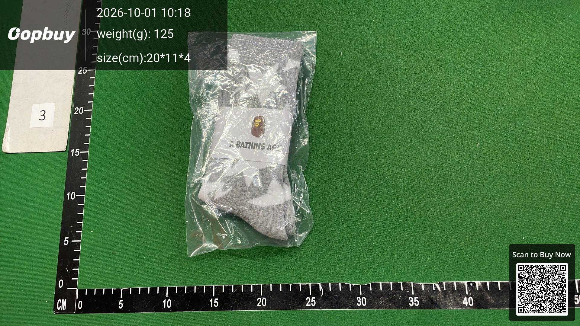 Foto QC 8 de BAPE Sta Crew Socks Pattern White Black