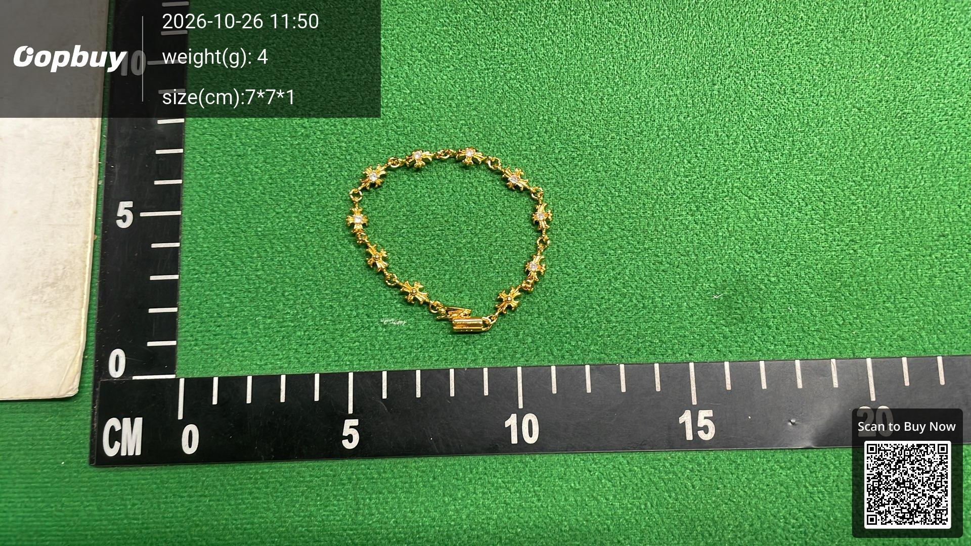 Foto QC 3 de Chrome Hearts Tiny E CH Plus Bracelet Silver Diamond Gold