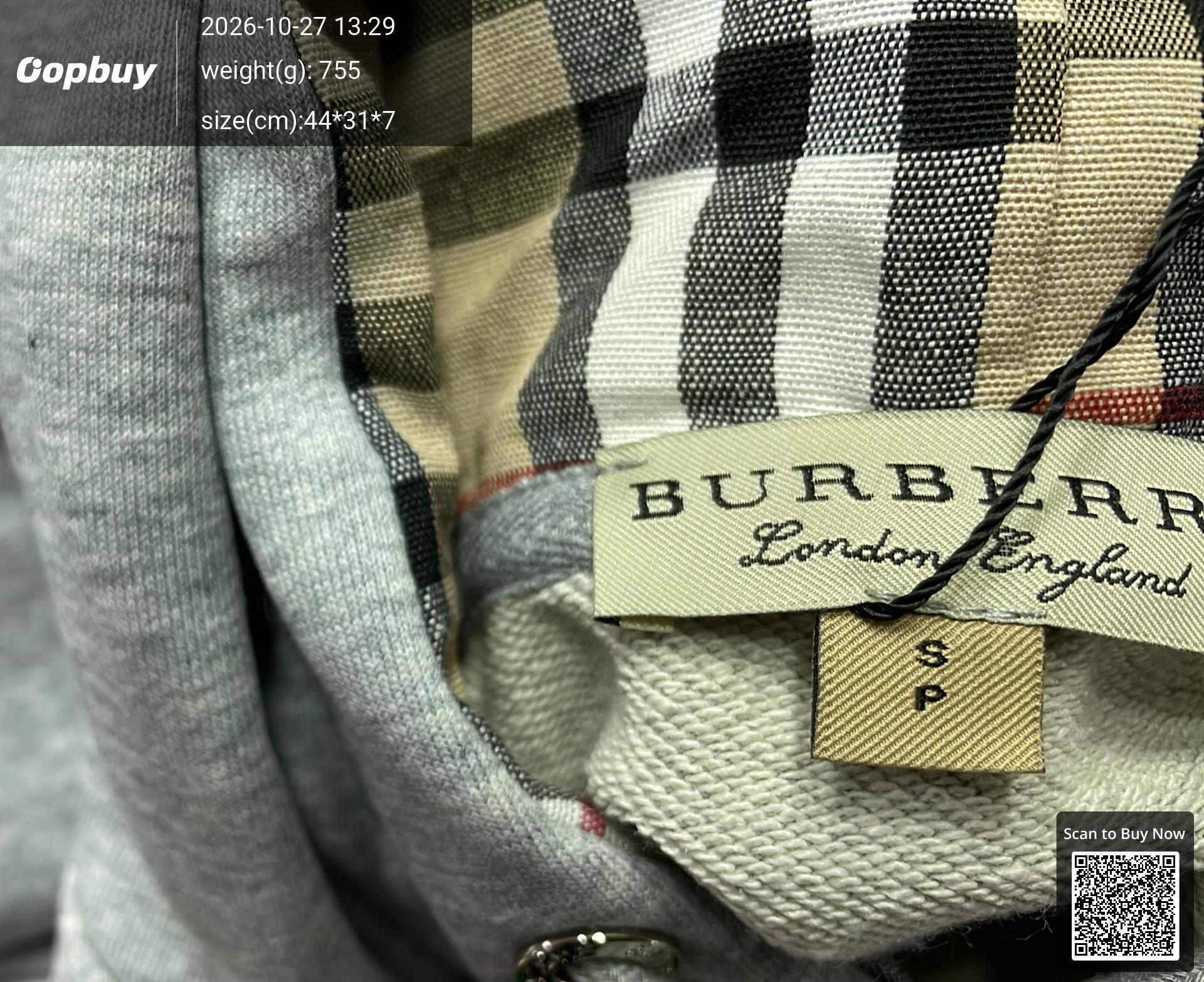 Foto QC 4 de Burberry Equestrian Knight Logo Hoodie Jacket Grey