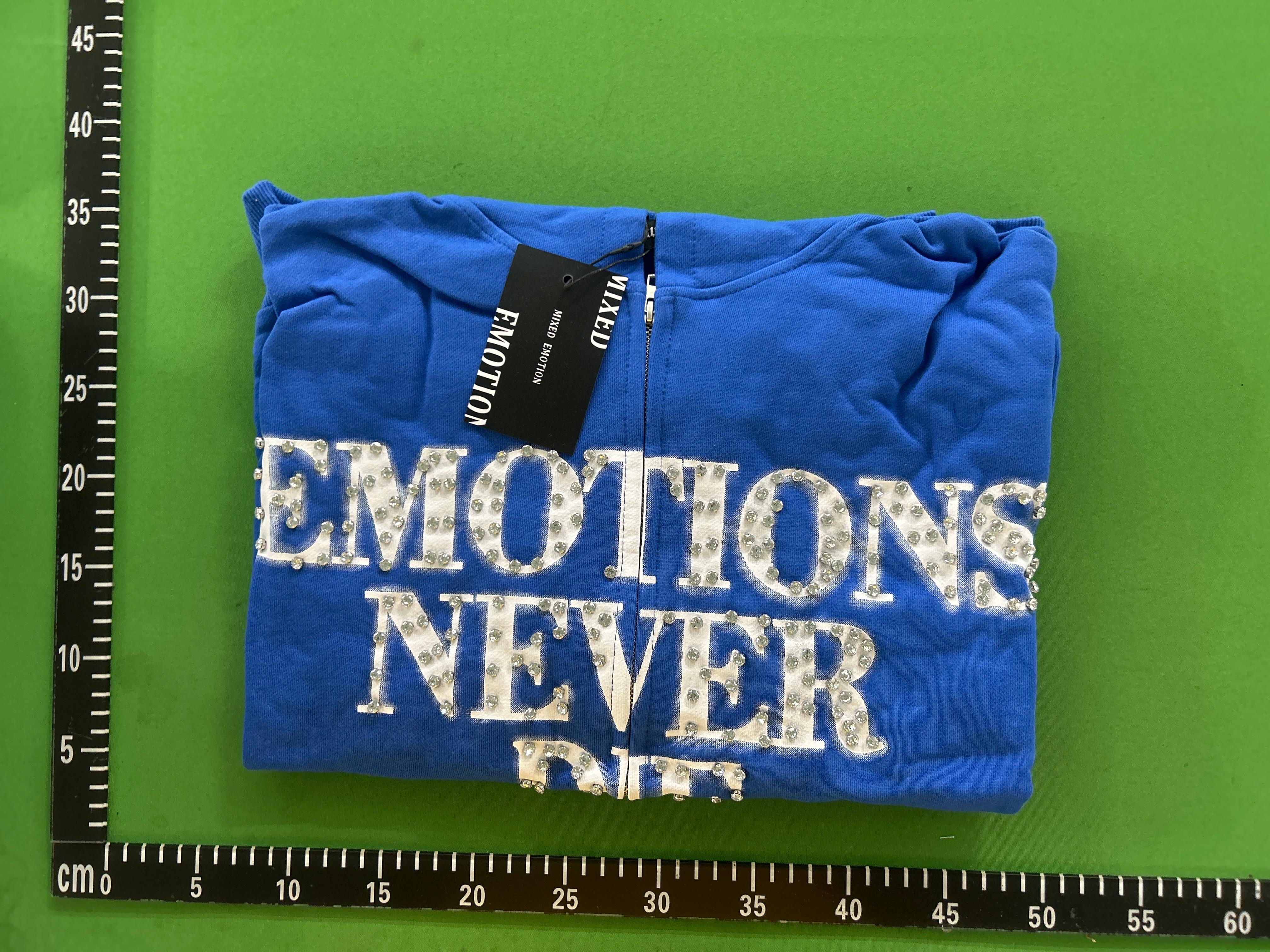 Foto QC 5 de Mixed Emotion Hoodie Emotions Never Die Rhinestone Pink