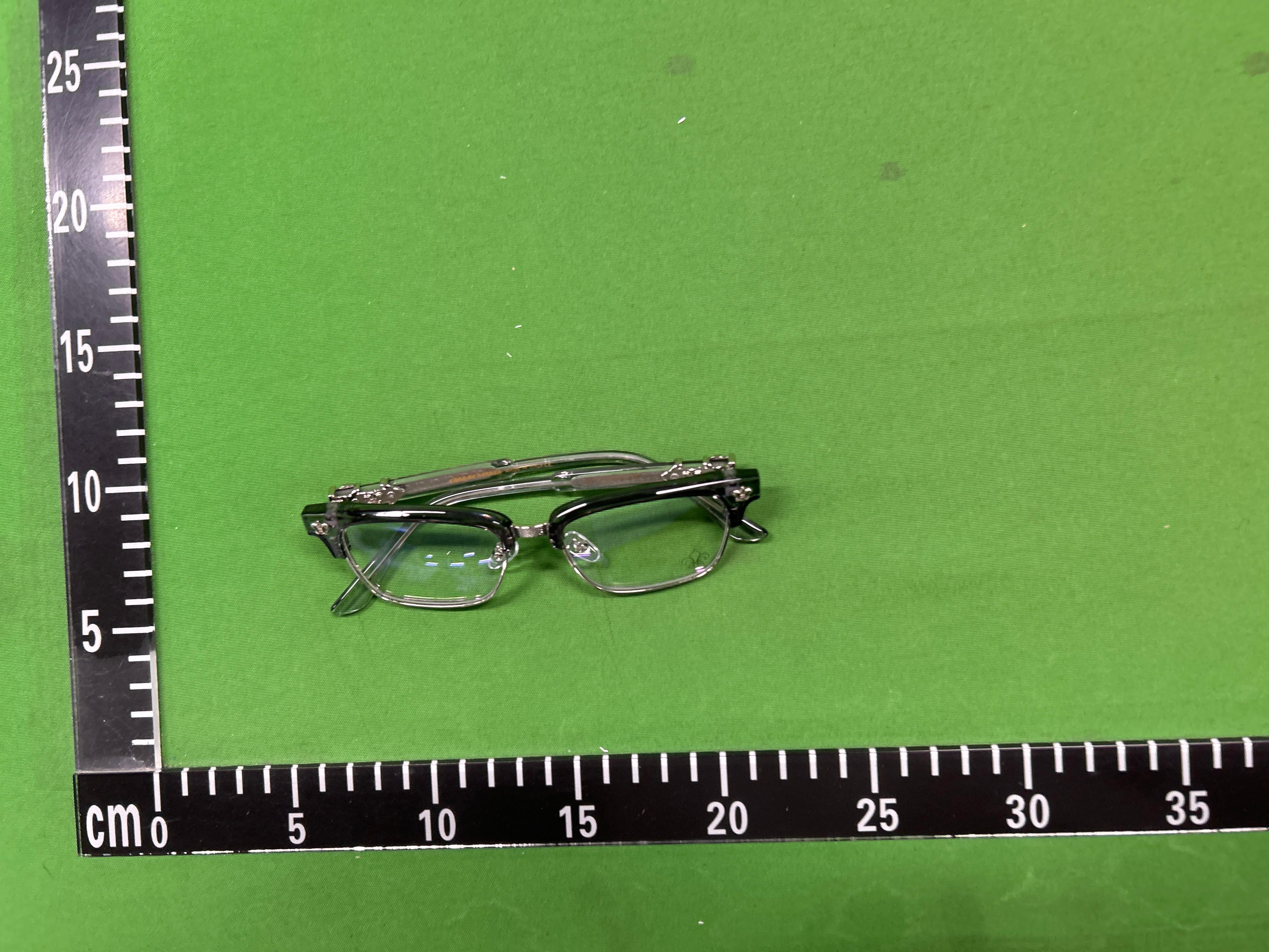 Foto QC 1 de Chrome Hearts Square-Frame Acetate Metal Eyeglasses Black Silver (8010)