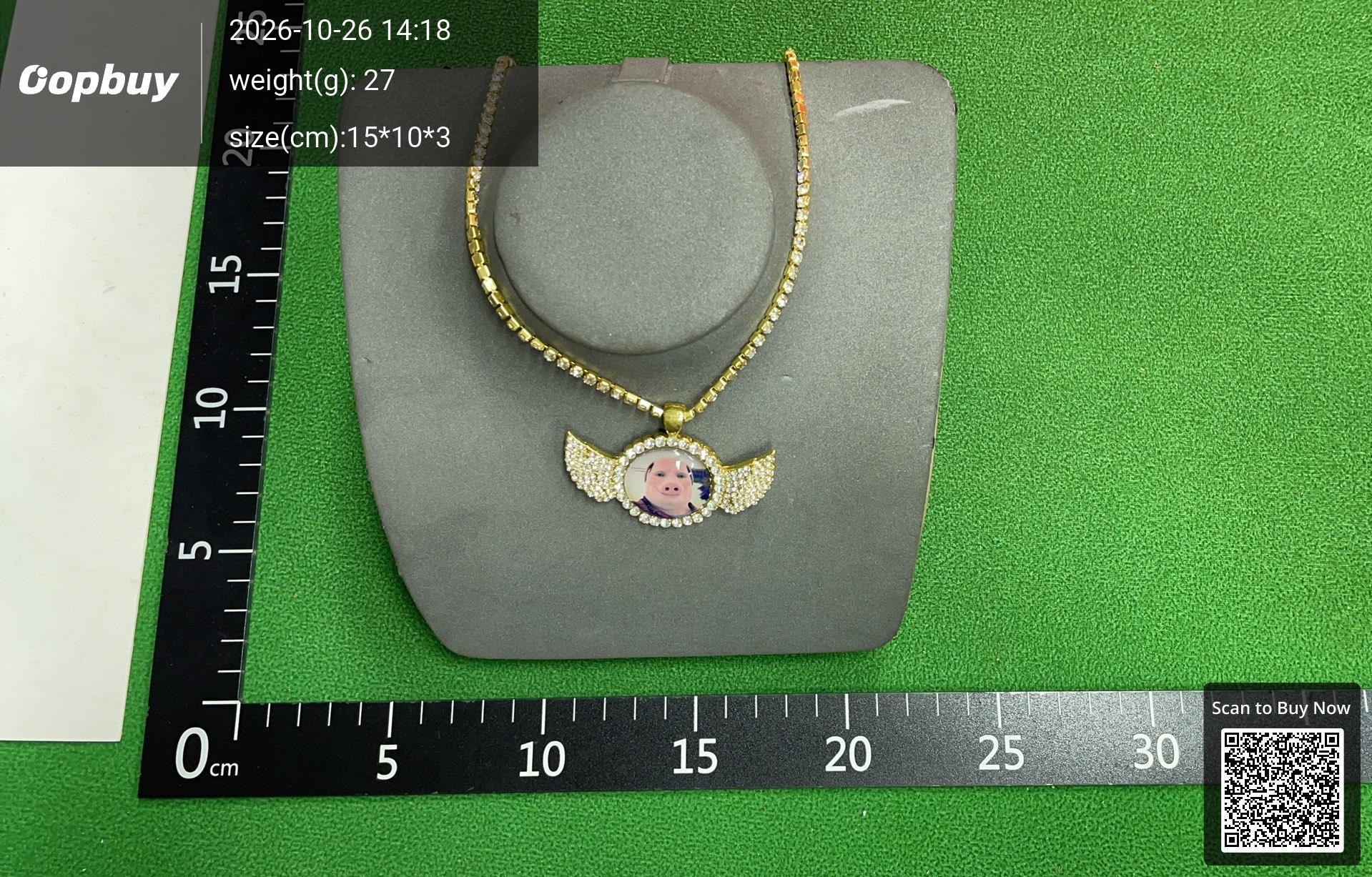 Foto QC 6 de Generic John Pork Necklace Metal Rhinestone Silver