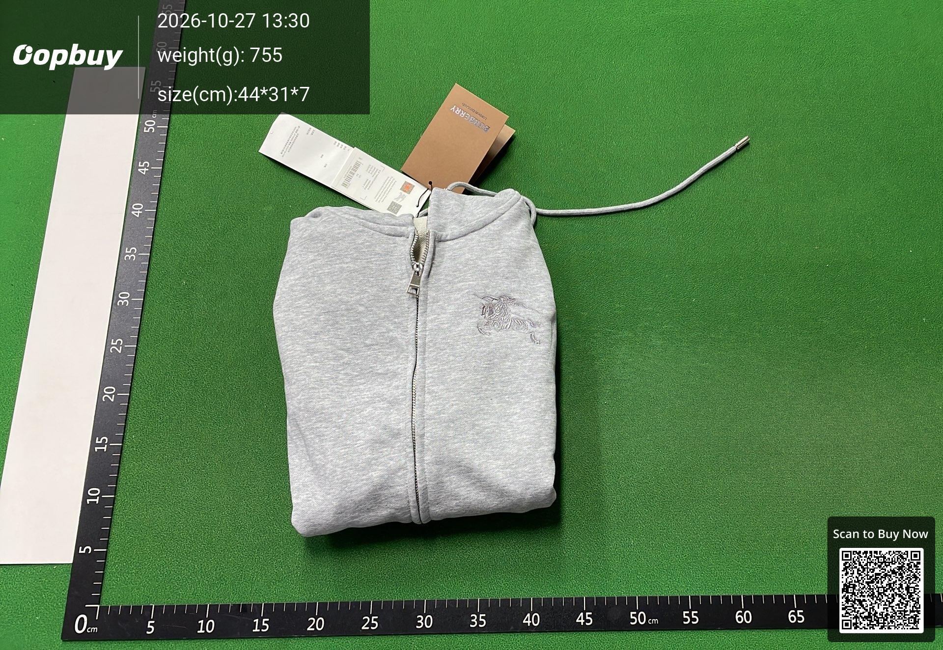 Foto QC 7 de Burberry Equestrian Knight Logo Hoodie Jacket Grey