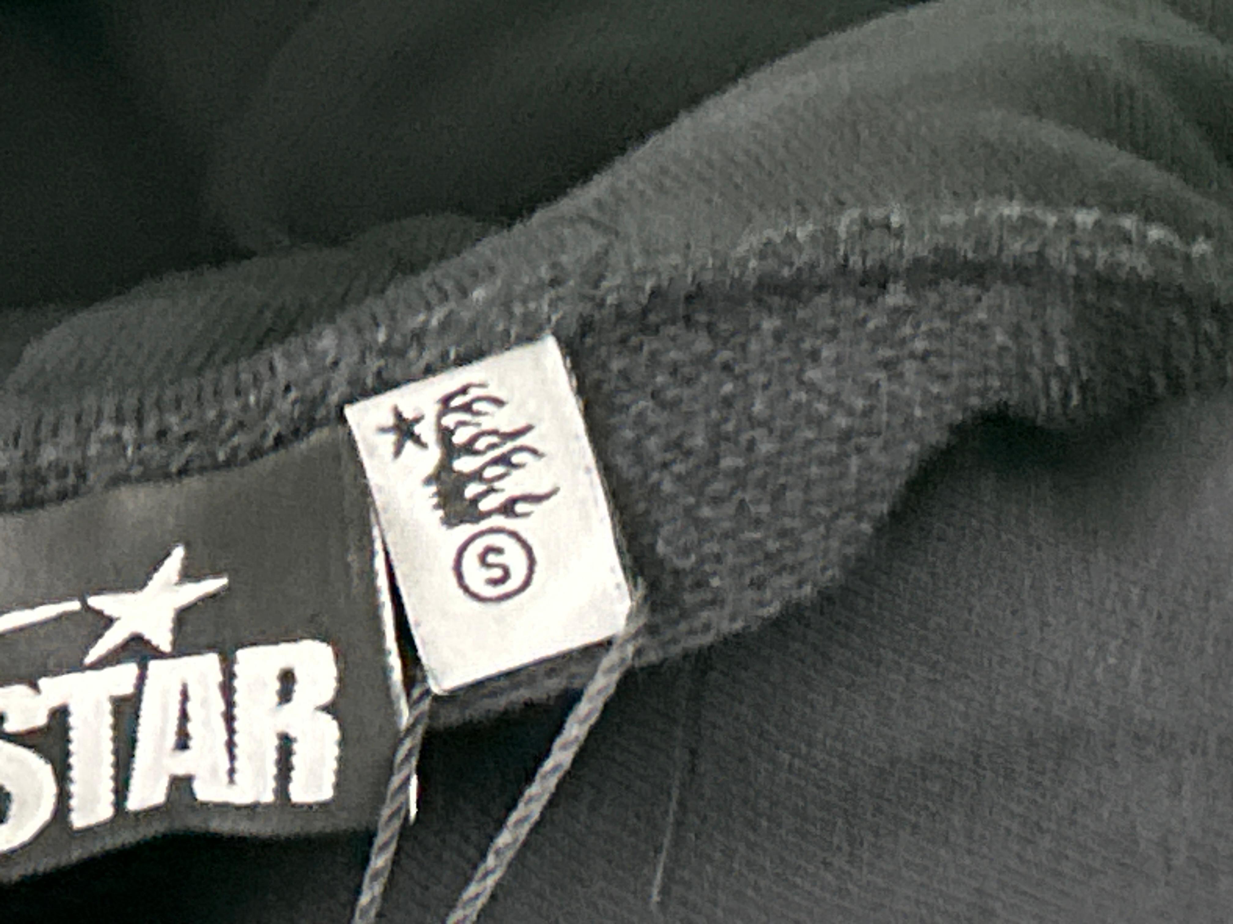 Foto QC 2 de Hellstar Hoodie Star Logo Flame Sleeve Black